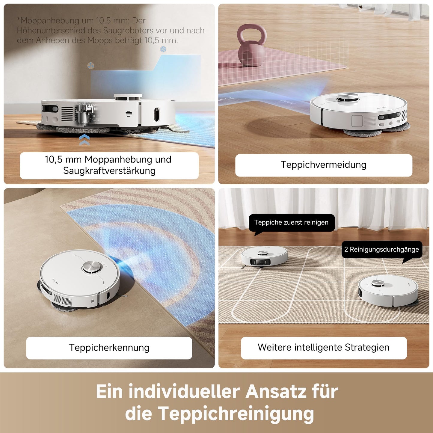 dreame L40 Ultra AE vacuum robot with wiping function, 19,000 Pa suction power, many brushes and a flexible mop, wet and dry dirt, the all-in-1 dock empties dust