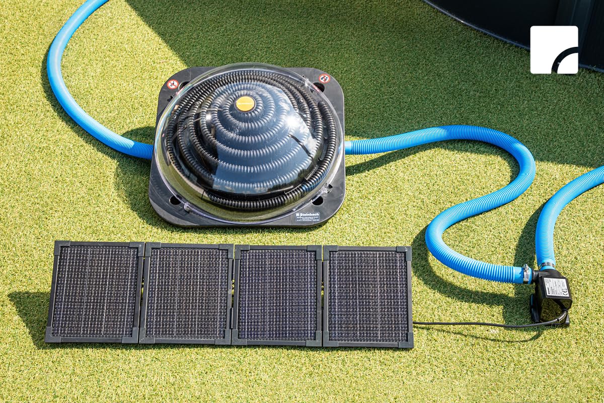STEINBACH circulation pump with PV panel – 040613 – pump output 3,000 l/h – for pools with a water capacity of up to 19,000 l – with an included foldable 30 watt PV panel
