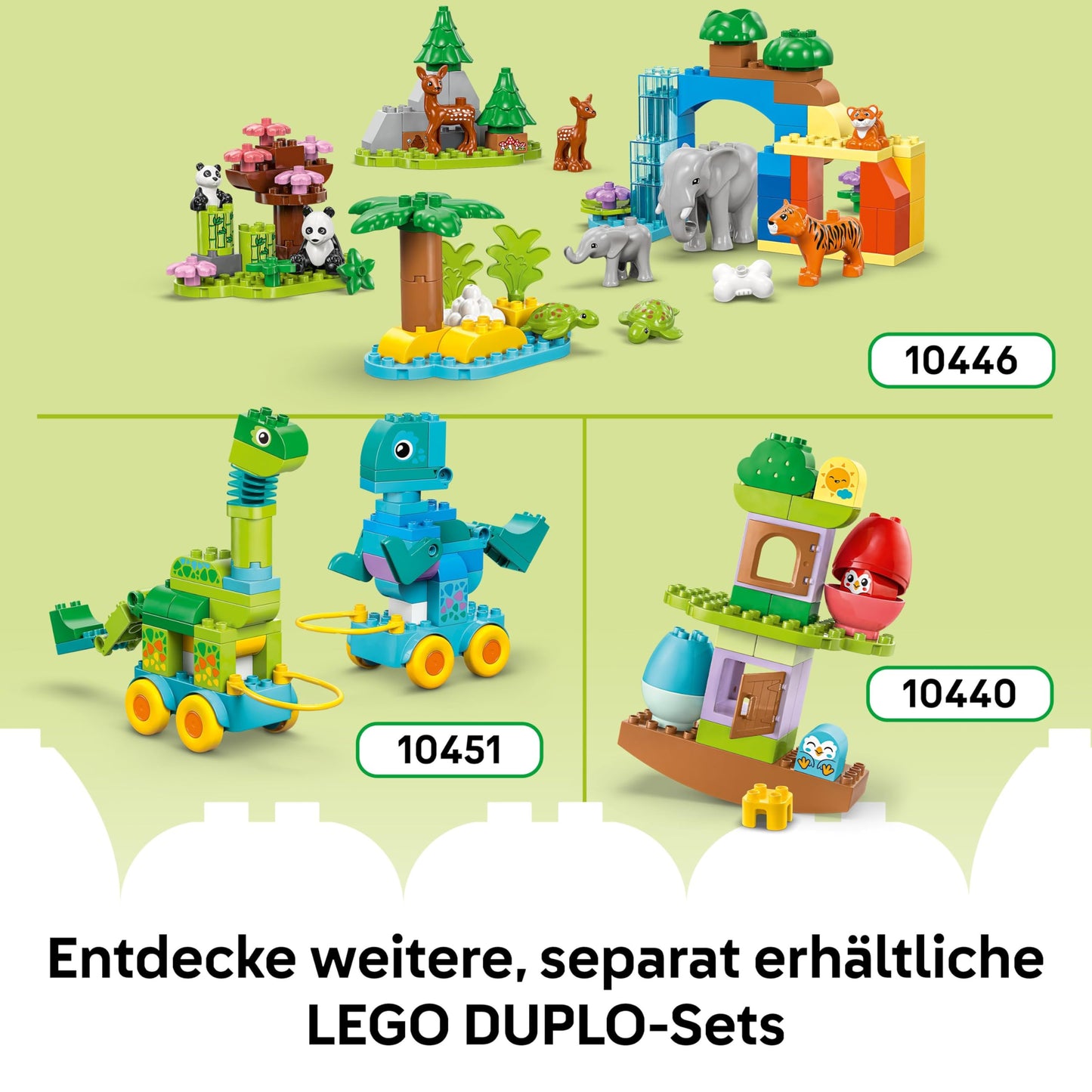 LEGO DUPLO Town Animals on Wheels 3-in-1 Set - Montessori Toy for Building Duck, Fish or Dog with Wheels and Pull Handle - Gift for Girls and Boys from 2 Years - 10448