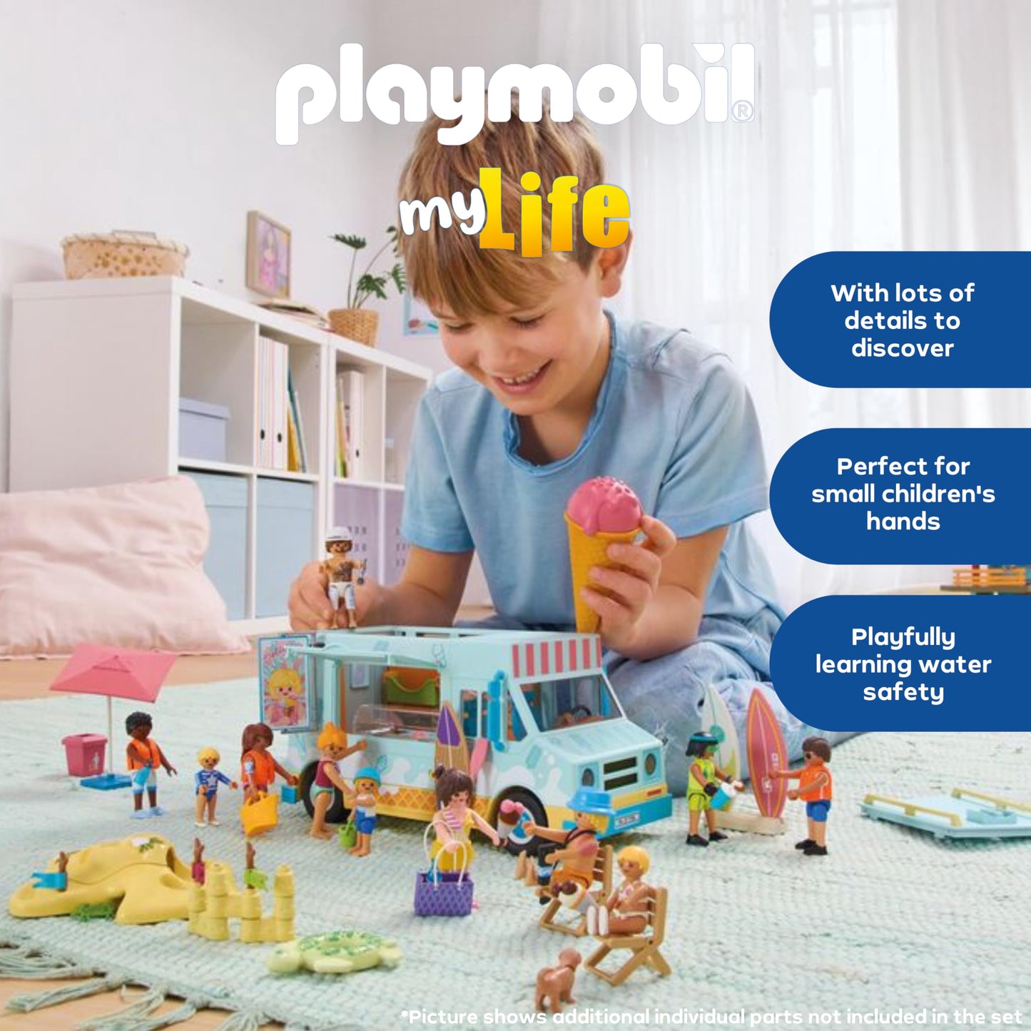 PLAYMOBIL | Vacation on the Beach | Ice Cream Truck with Surf Shop | Toys for ages 4+ | Gift for children | Promotes creativity & role play | Beach adventure with figures & vehicle | 71904