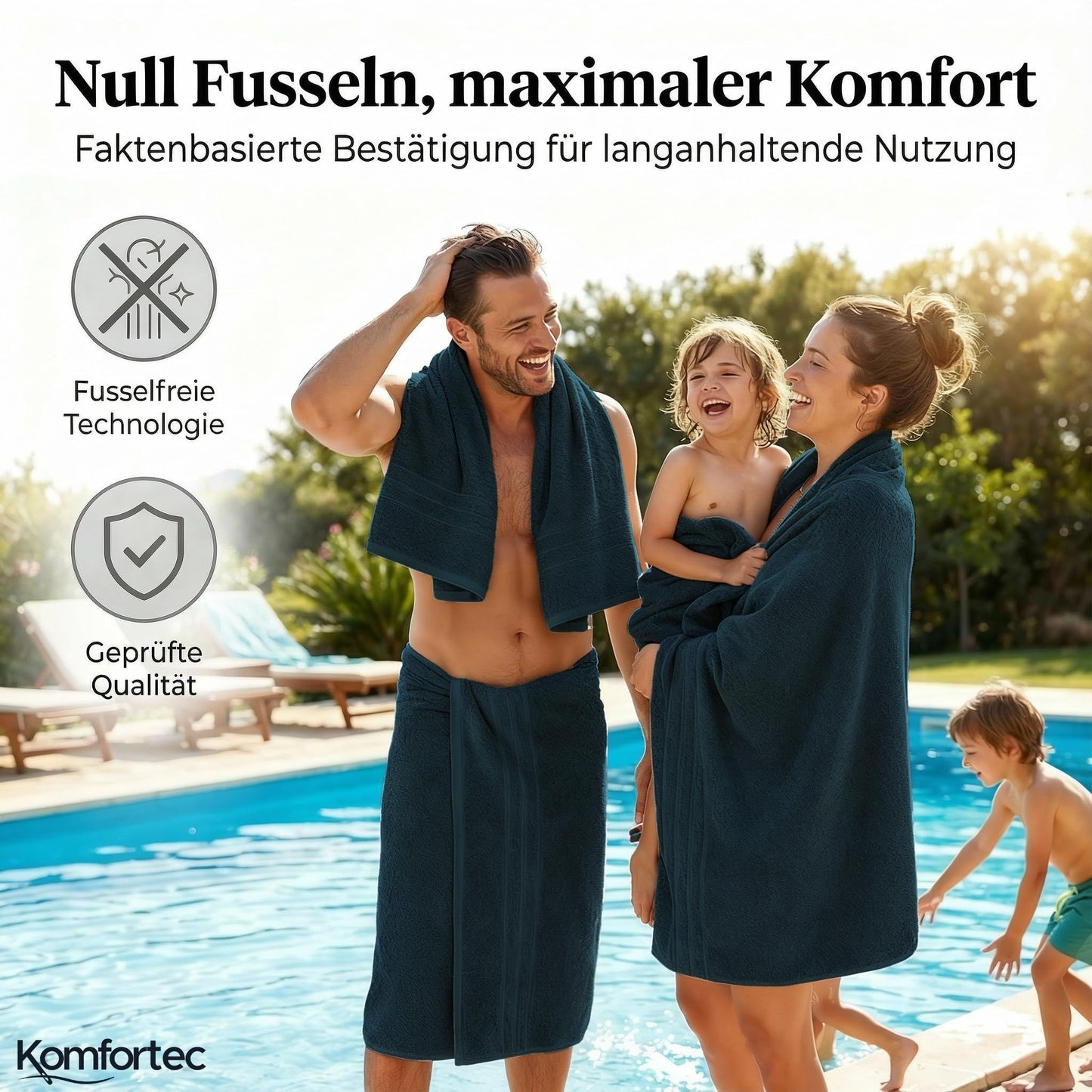 Komfortec 2 sauna towel set 80x200 cm, large sauna towels made of 100% cotton, sauna towels, fluffy and absorbent, quick-drying, petrol - 2er-80x200-petrol