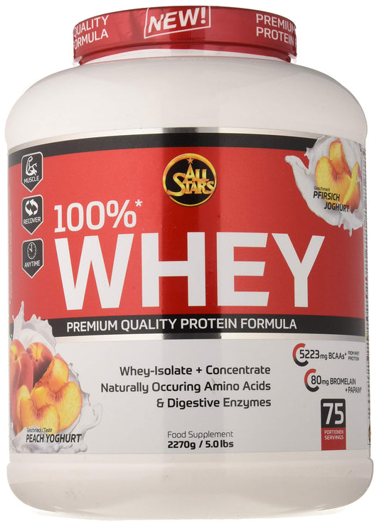 ALL STARS 100% Whey Protein Powder 2270g Peach Yoghurt - 1227