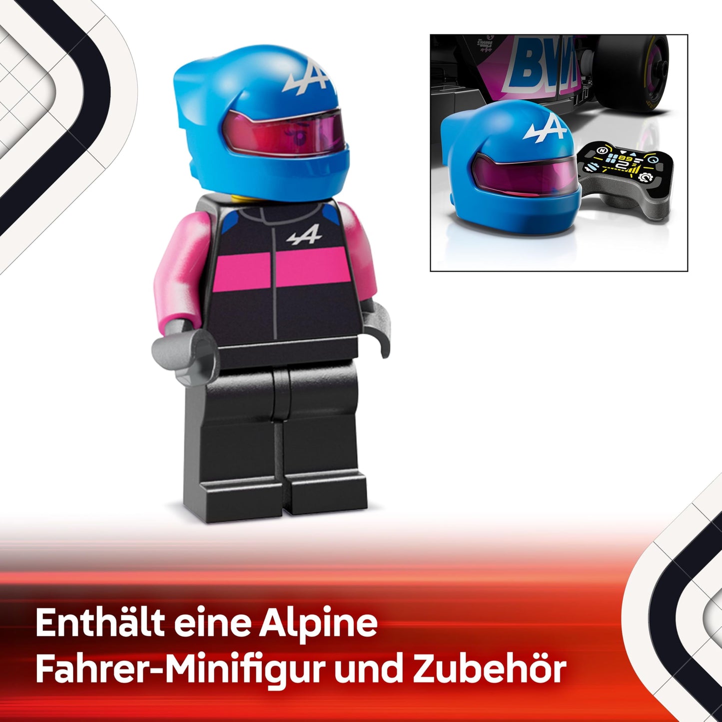 LEGO Speed Champions BWT Alpine F1 Team A524 racing car - toy with Formula 1 minifigure to collect - gift for boys and girls aged 10 and over and adult motorsport fans 77248