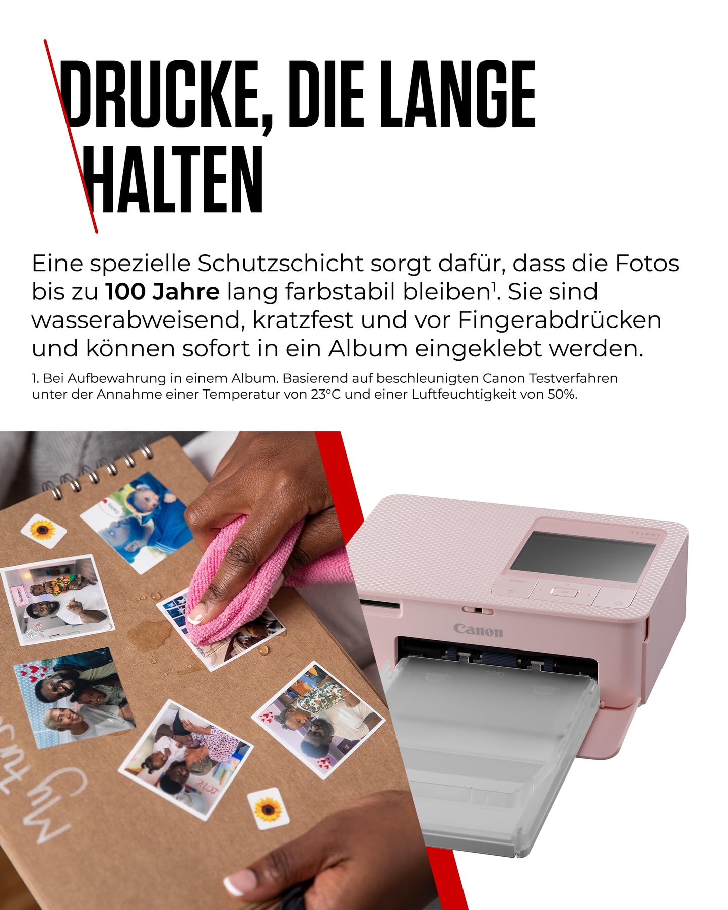 Canon SELPHY CP1500 mini photo printer mobile portable on the go (up to postcard size 10x15cm, WiFi, wireless, thermal sublimation, app, color stable 100 years) pink [without ribbon/paper, without battery] - 5541C002