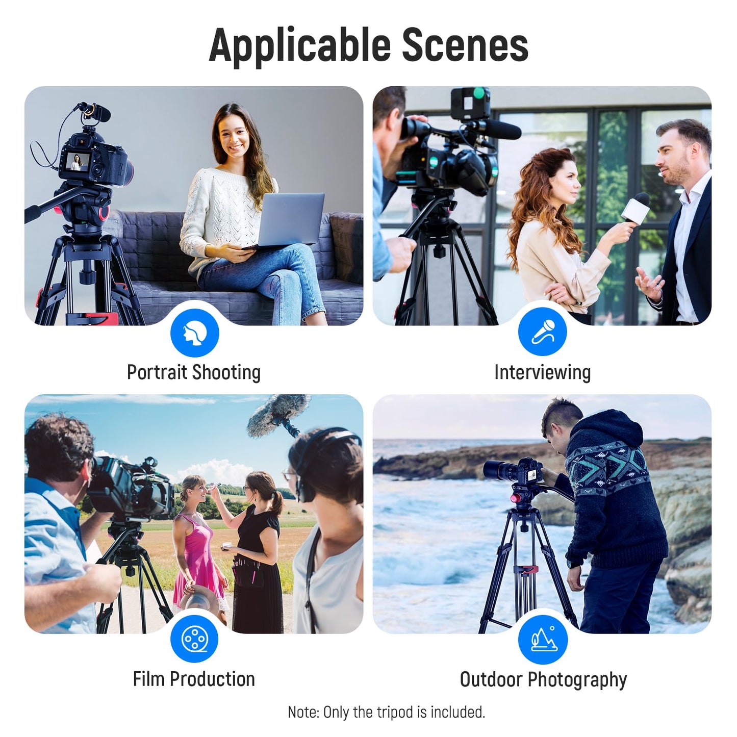 NEEWER 200cm video tripod, robust camera tripod made of aluminum alloy with 360° fluid head, quick release plate compatible with Canon Nikon Sony and other DSLR camera camcorders, 8kg load capacity - TP-M200