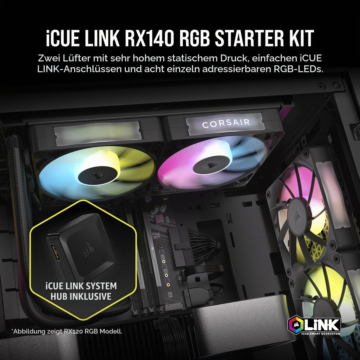 CORSAIR iCUE LINK RX140 RGB 140mm PWM Fans – Double Pack, Black - CO-9051020-WW