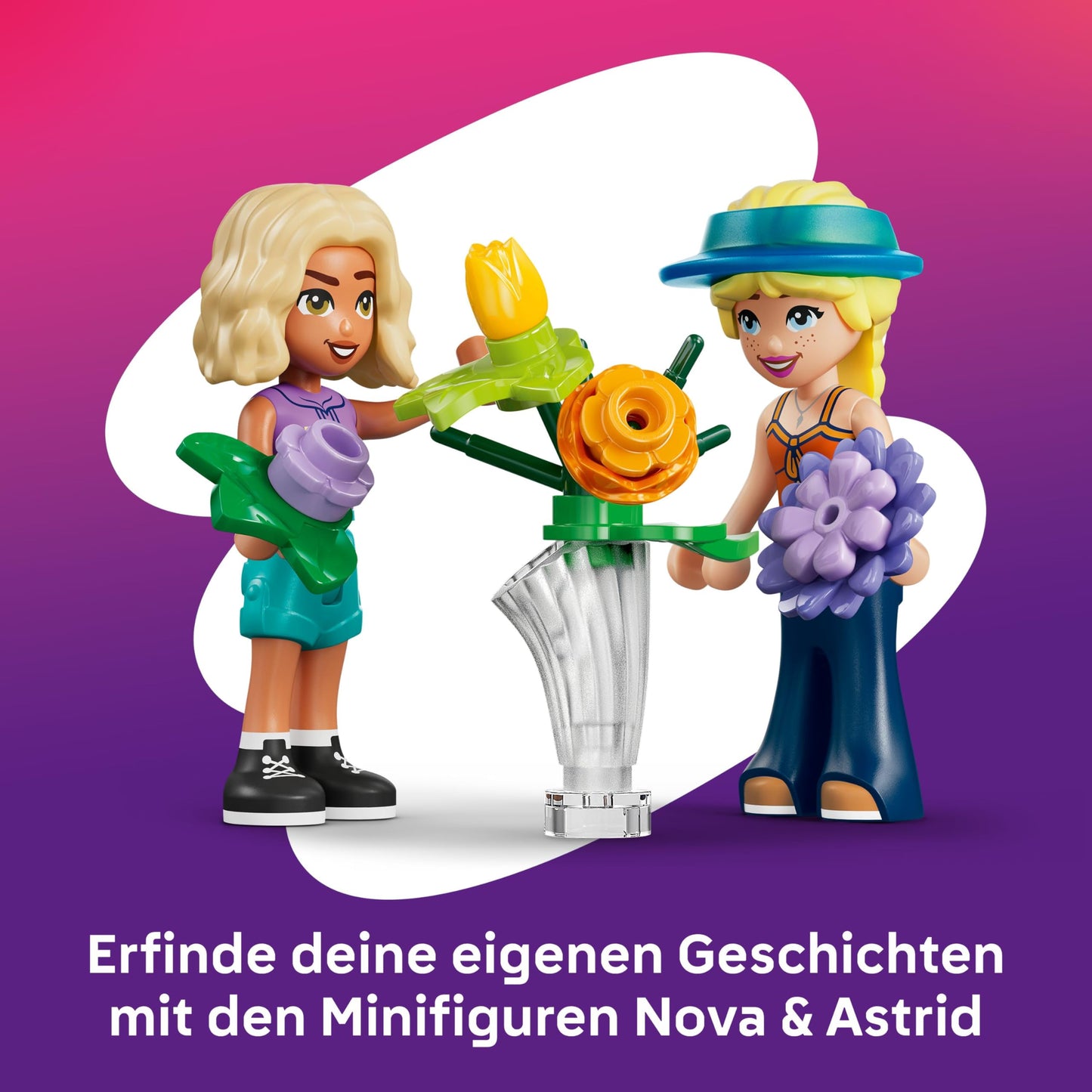 LEGO Friends Creative Flower Shop - Miniature playset with artificial flowers, vases & bouquets, 2 minifigures, bicycle & accessories - Children's room decoration - Gift idea for girls aged 7 and up - 42693