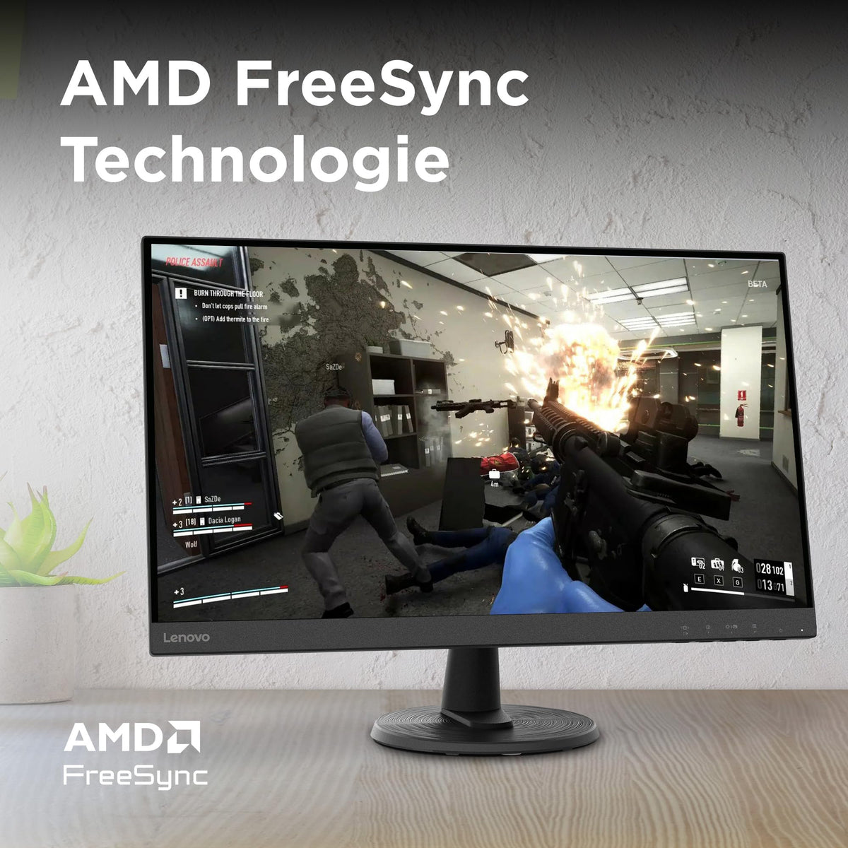 Lenovo D27-45 Monitor | 27" Full HD Monitor | 1920x1080 | 75Hz | 250 nits | 4ms response time | VA panel | HDMI | VGA | AMD Radeon FreeSync | anti-glare | 4.6kg | black - 67A5KAC6EU