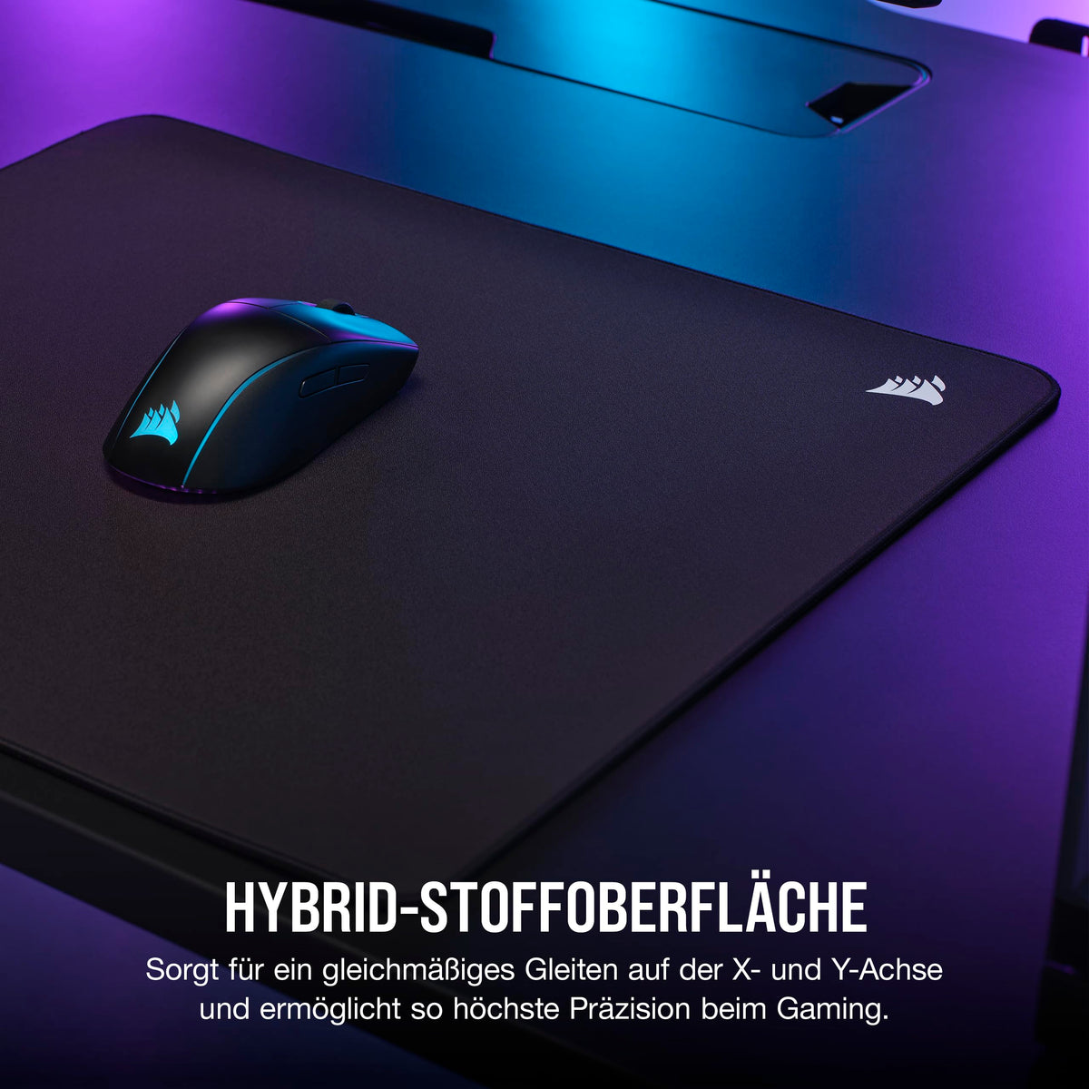 Corsair MM500 v2 Large Hybrid Fabric Gaming Mouse Pad – 45cm x 40cm – Spill-Resistant Coating – Anti-Fray Stitched Edges – Non-Slip Rubber Base – Black - CH-941B161-WW