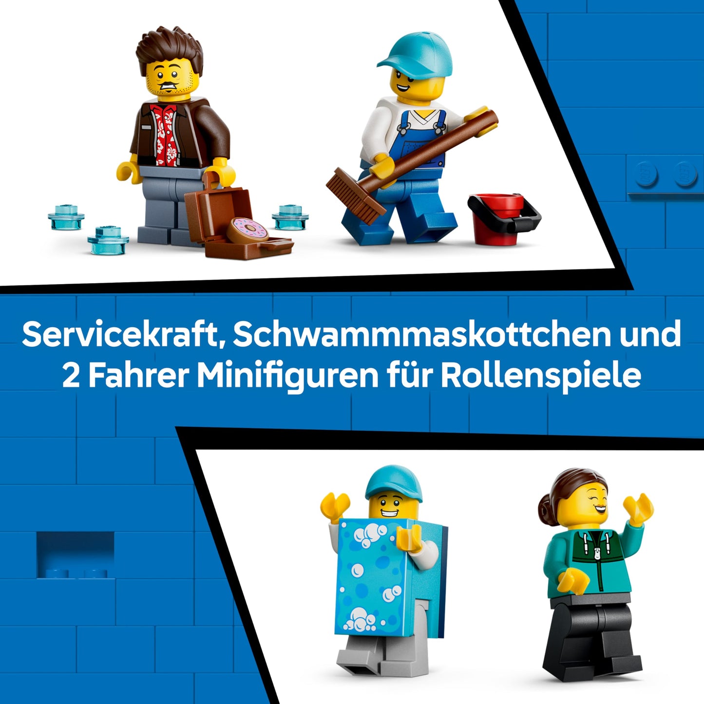 LEGO City car wash toy - including 2 model cars, washing function and 4 minifigures with accessories - birthday gift for boys aged 6 and over - 60497