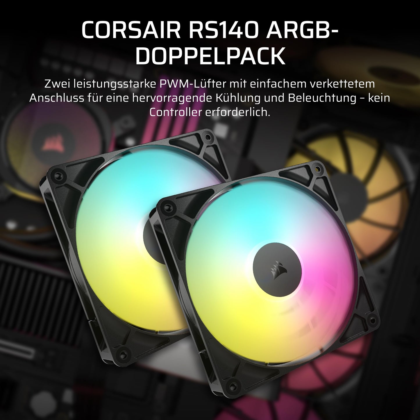 Ventola - Corsair - Rs140 Argb - 140 Mm - Confezione Da 2 - Controllo Pwm - CO-9050183-WW
