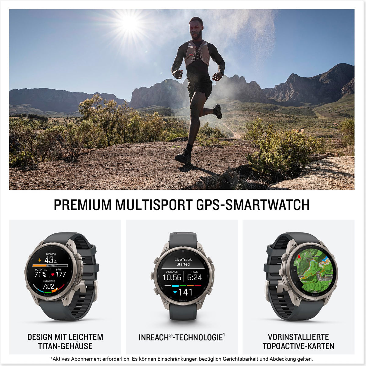 Garmin Fenix 9 Pro inReach, 47 mm, GPS Multisport Smartwatch, Titanium - 010-04336-21