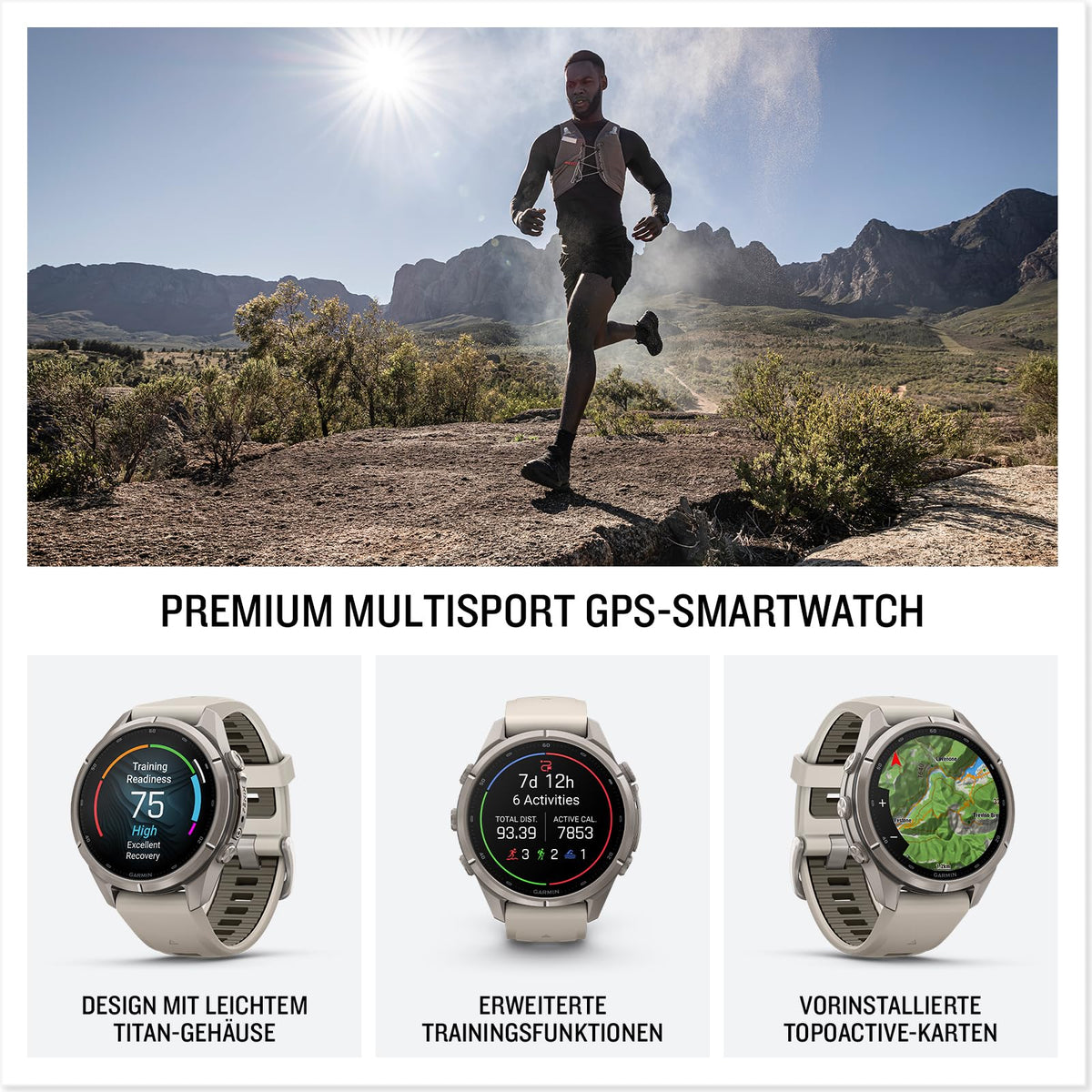 Garmin Fenix 9 Pro, 43 mm, GPS-Multisport-Smartwatch, Titan - 010-04335-86