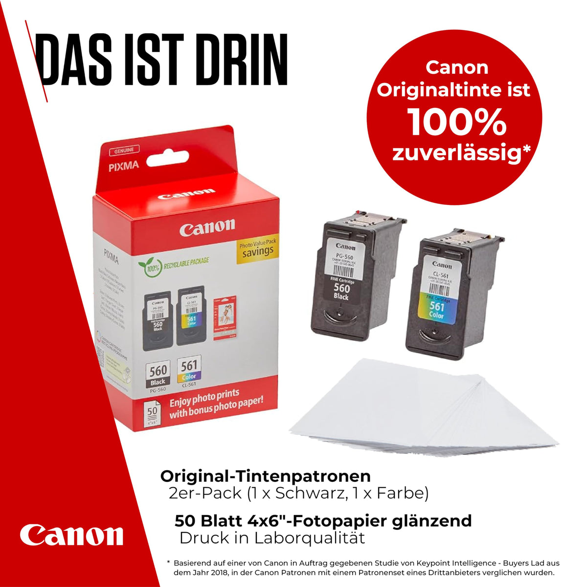 Canon PG-560 + CL-561 FINE Original Ink Cartridges + Photo Paper - 3713C008AA