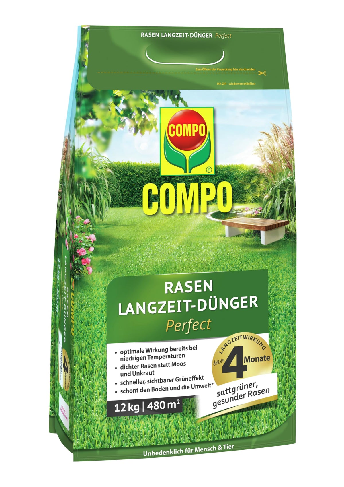 COMPO Îngrășământ pentru gazon pe termen lung Perfect 12kg pentru 480m² - 23698