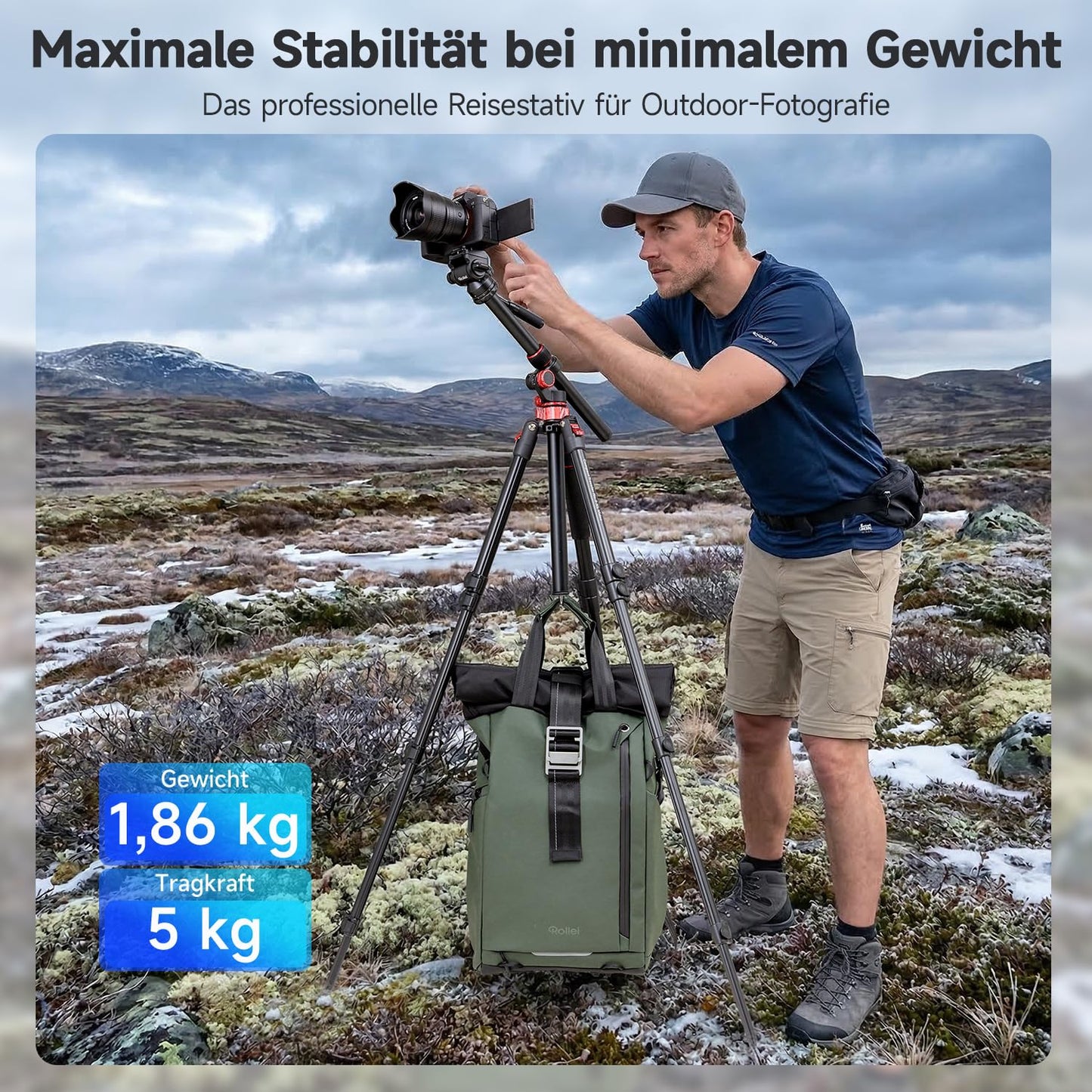 Rollei Compact Traveler No.2 XL video tripod camera with extension arm 212cm - 26980