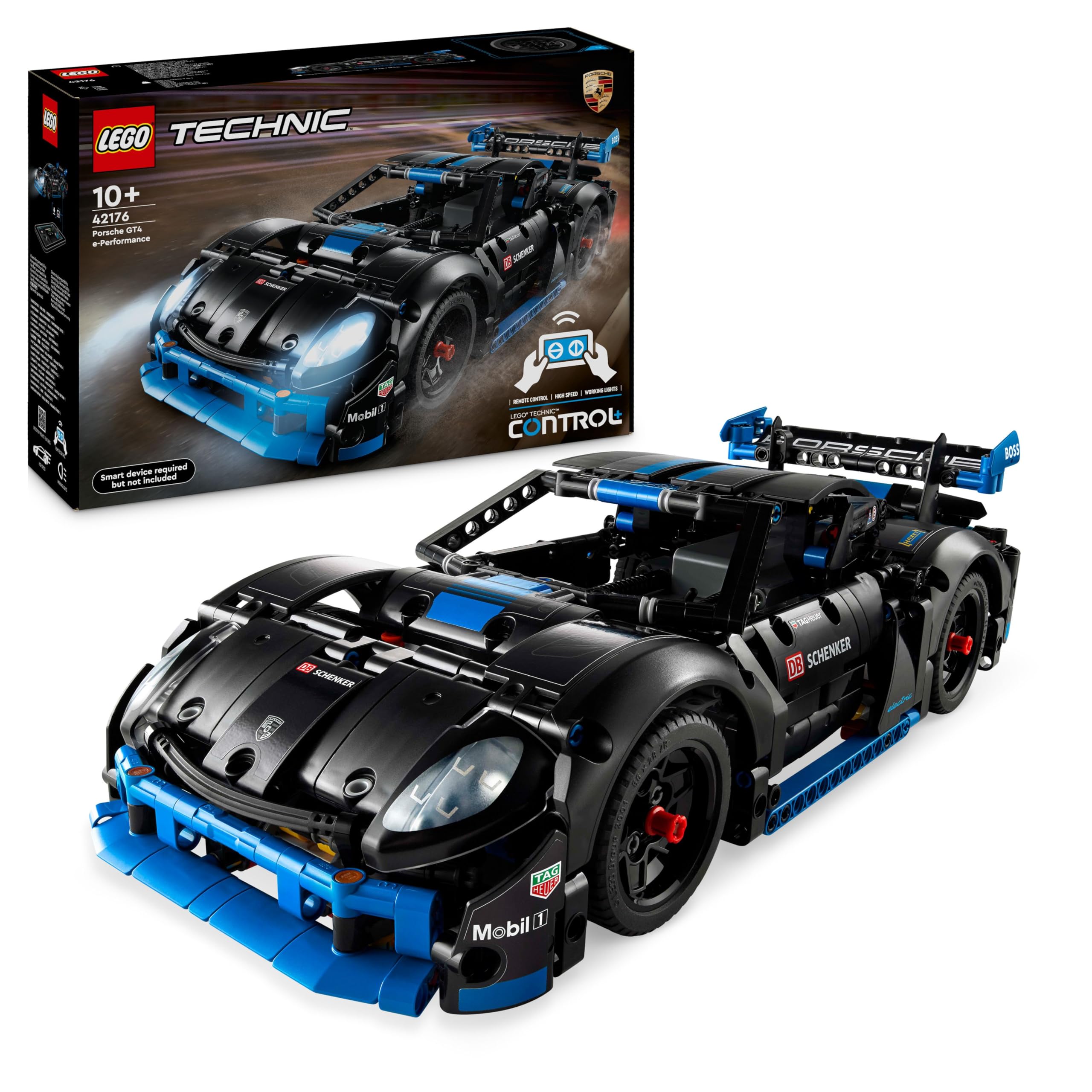 LEGO Technic Porsche GT4 e-Performance racing car, remote-controlled speedster, interactive model car, gift for children, building toy for ages 10 and up 42176