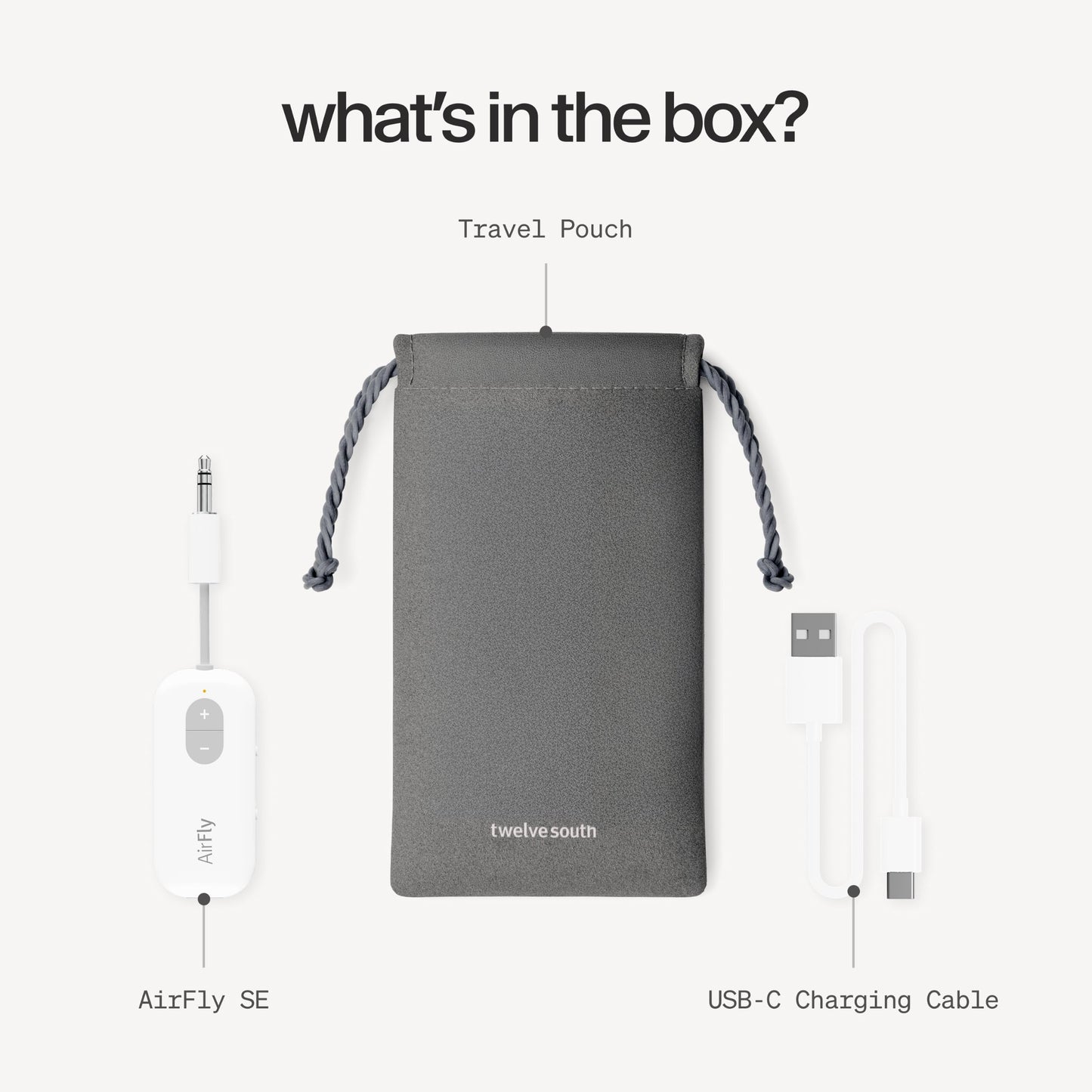Twelve South AirFly SE Bluetooth Wireless Transmitter/Adapter for AirPods/Wireless or Noise Canceling Headphones; Use on airplanes and gyms, 20+ hours of battery life - TS-2516