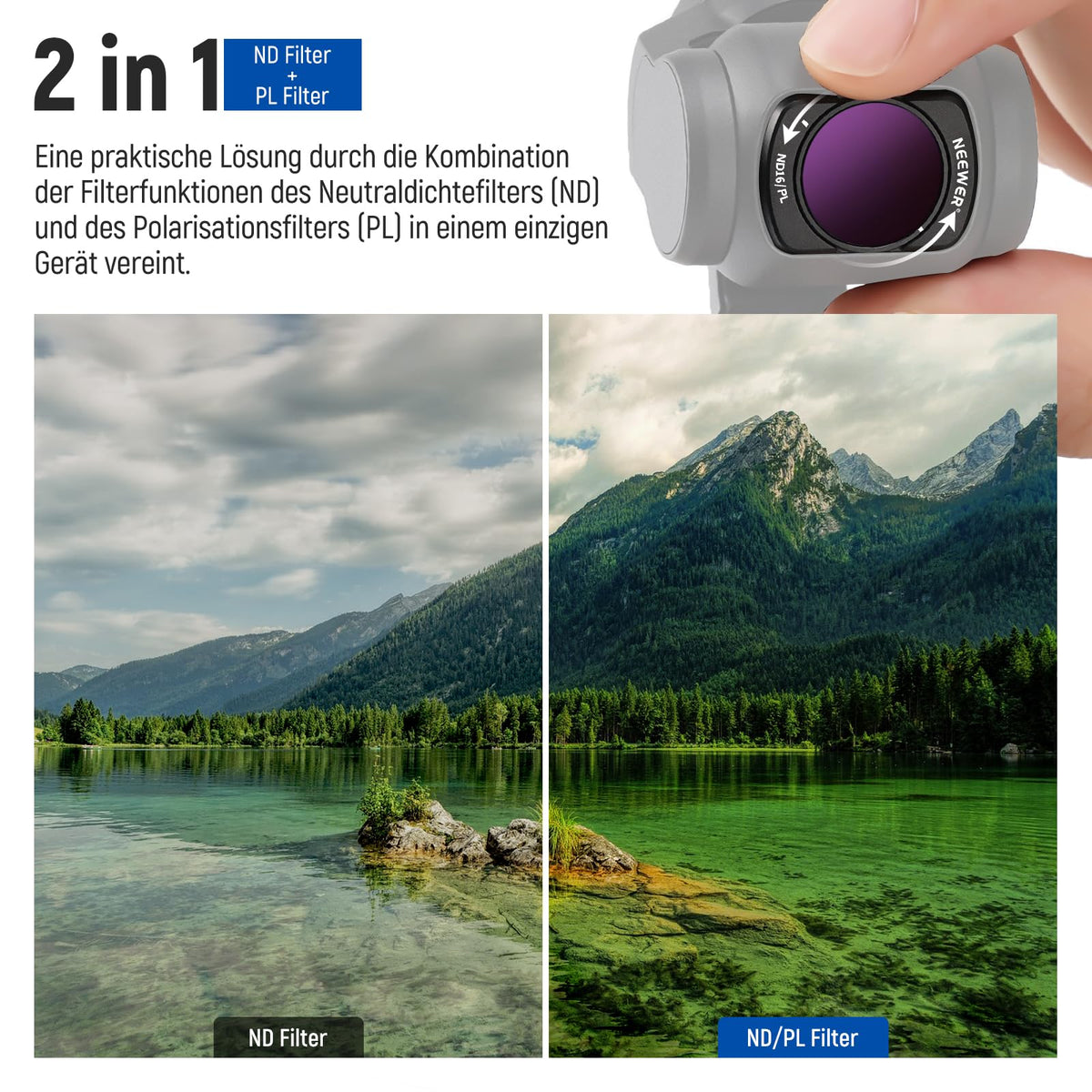 NEEWER 14 Pack set de filtre ND magnetice, compatibil cu DJI Osmo Pocket 3 & 4 / Xtra Muse, CPL, ND8/16/32/64/128/256/1000, ND8/PL, ND16/PL, ND32/PL, ND64/PL, Black Diffusion 1/4, filtru de efect LPR - FL-N58