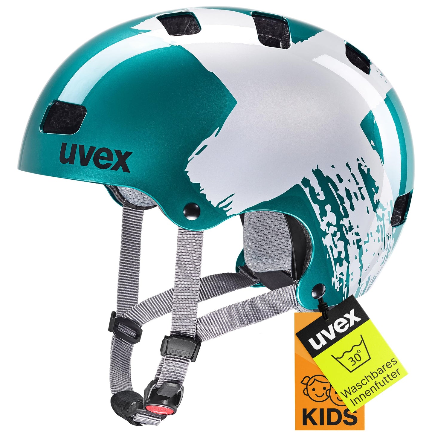 uvex Kid 3 - robust bicycle helmet for children - individual size adjustment - optimized ventilation - teal-silver - 51-55 cm - S414819