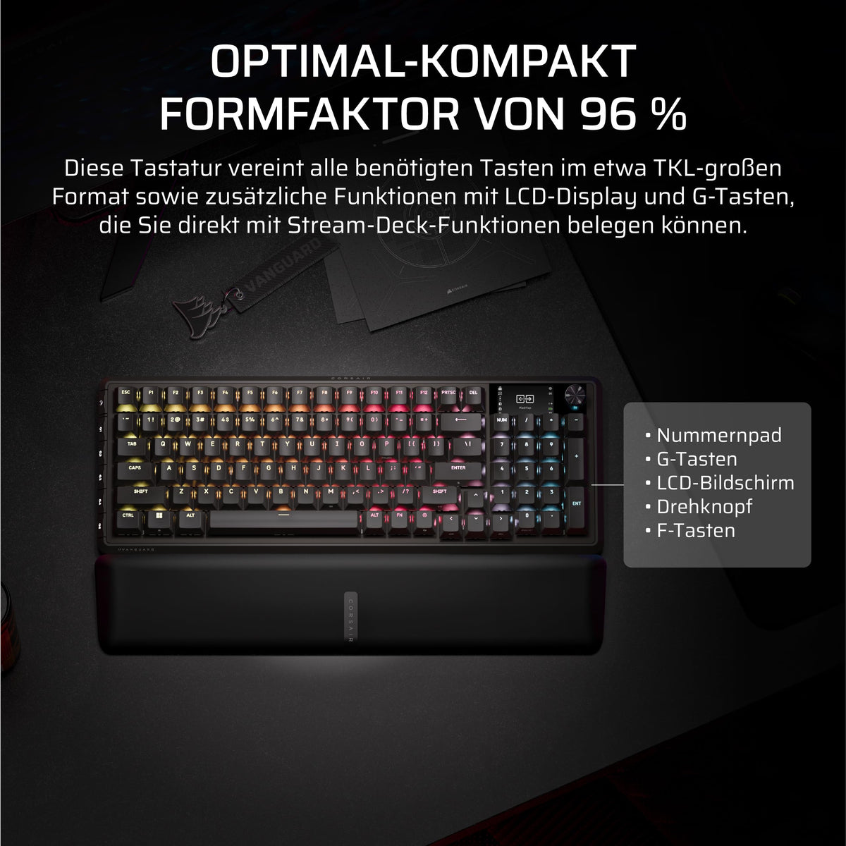 Corsair Vanguard 96 Wireless Mechanical RGB Gaming Keyboard – Negru - CH-91F901E-DE