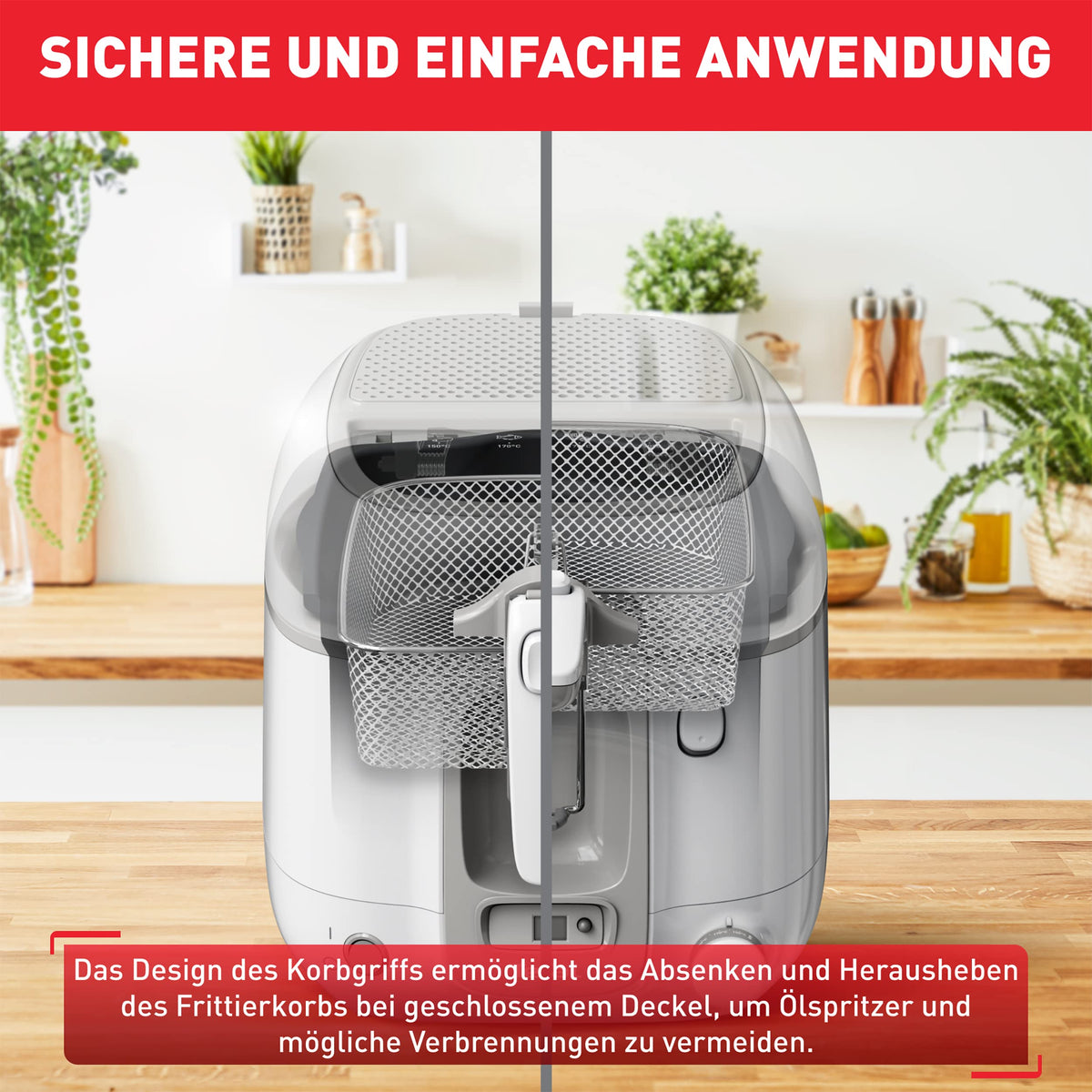 Tefal FR3141 Super Uno Friteuză | Carcasă termică | capacitate de până la 1,2 kg | cronometru digital | cartuș filtrant anti-odori | recipient interior detașabil, cu strat antiaderent | Alb/Gri