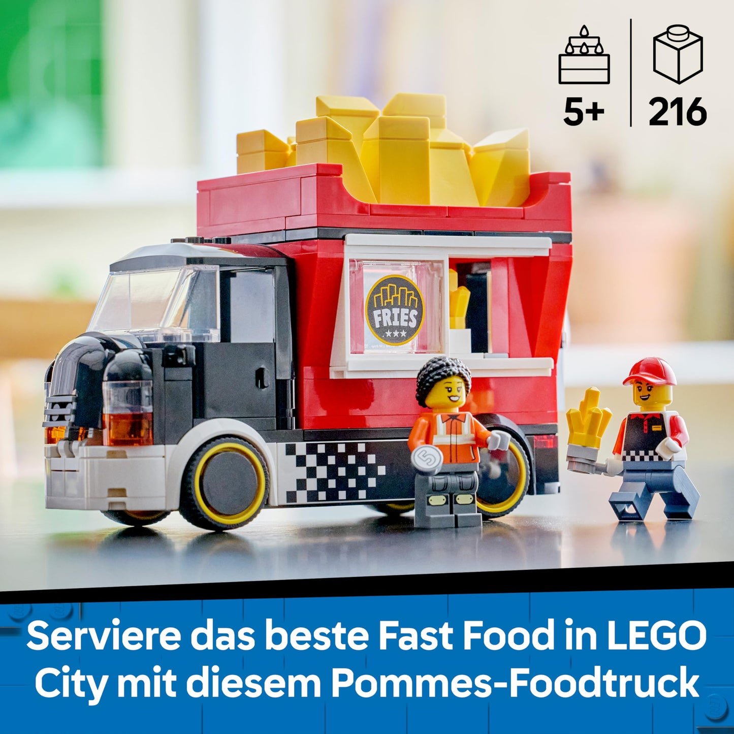 LEGO City French Fries Truck - toy vehicle model construction with removable sales area, 2 minifigures and accessories - birthday gift for boys aged 5 and over - 60488