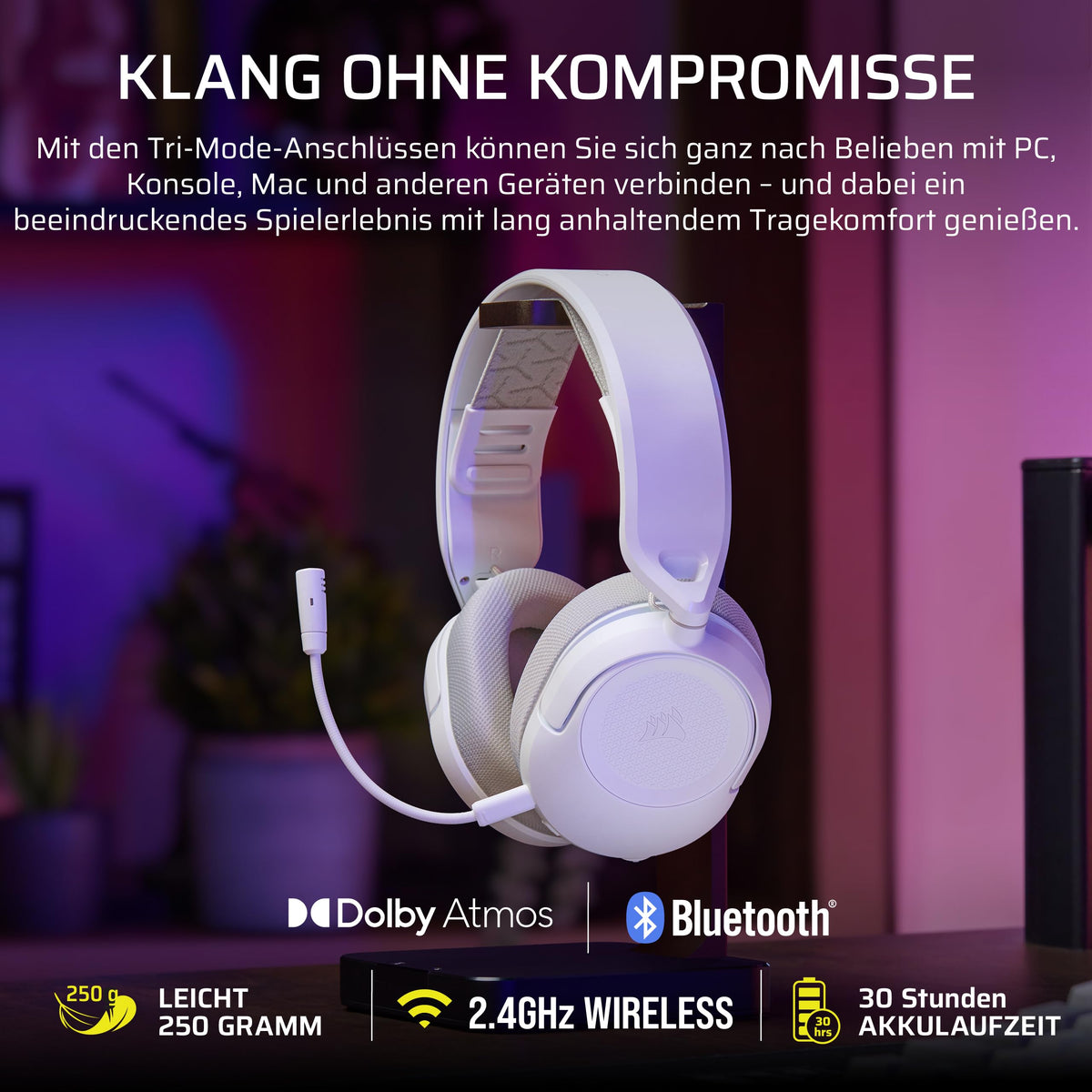 Corsair HS35 v3 Wireless Gaming-Headset cu microfon – Alb - CA-9011402-WW