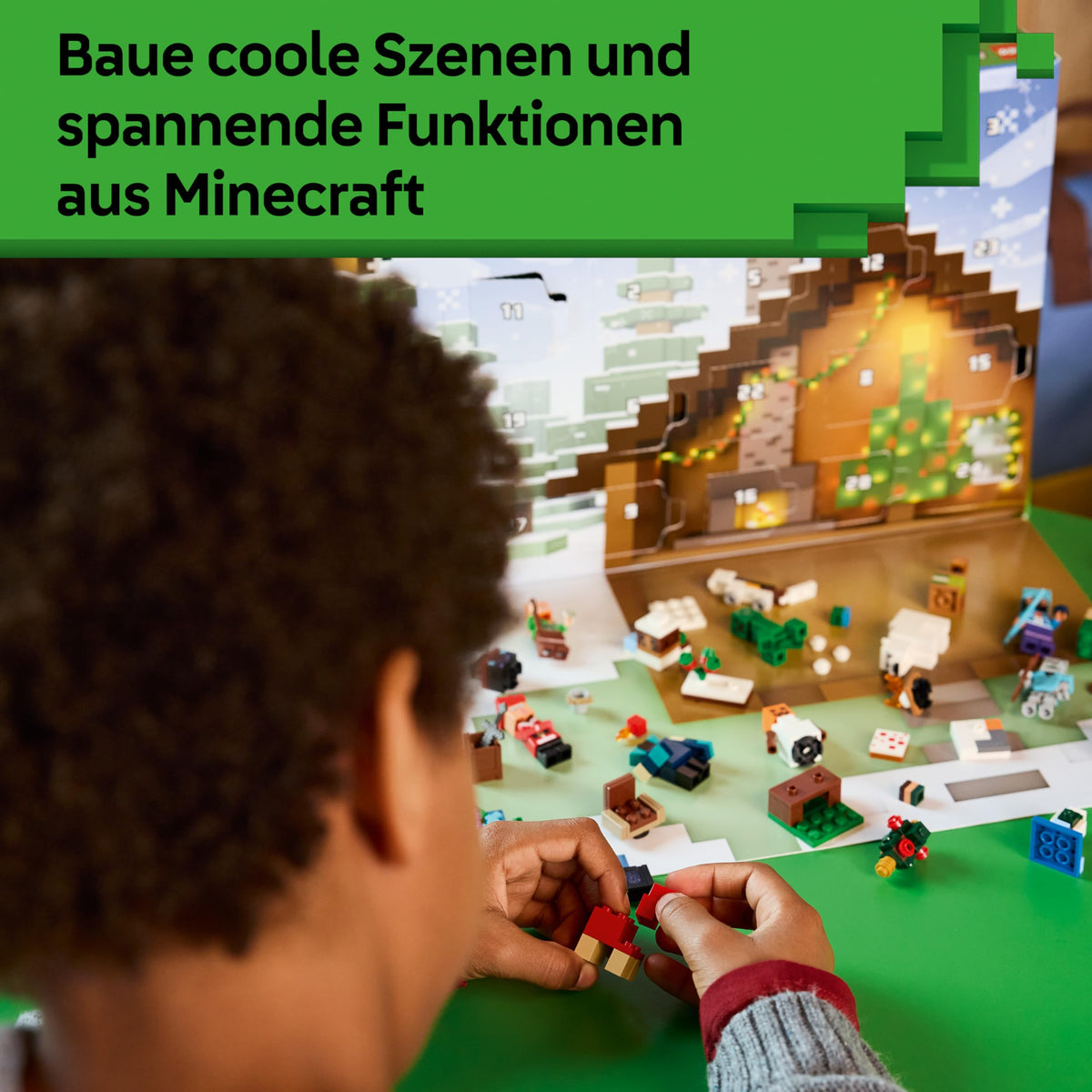LEGO Minecraft Adventskalender 2025 - Jucărie pentru băieți și fete de la 7 ani - 24 de surprize inclusiv minifigurine și mini-modele - Set de joacă pentru copii - Cadou de gaming pentru Advent - 21280