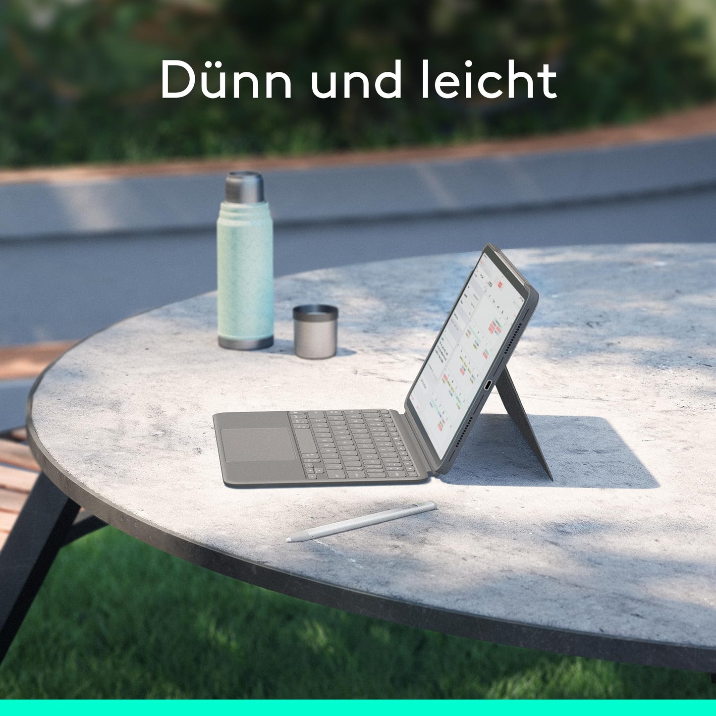 Logitech Combo Touch Keyboard Case for iPad Air 11 inch (M2, M3 and M4), iPad Air (5th Generation) - Detachable Backlit Keyboard and Stand, German QWERTY Layout - Gray - 920-012629