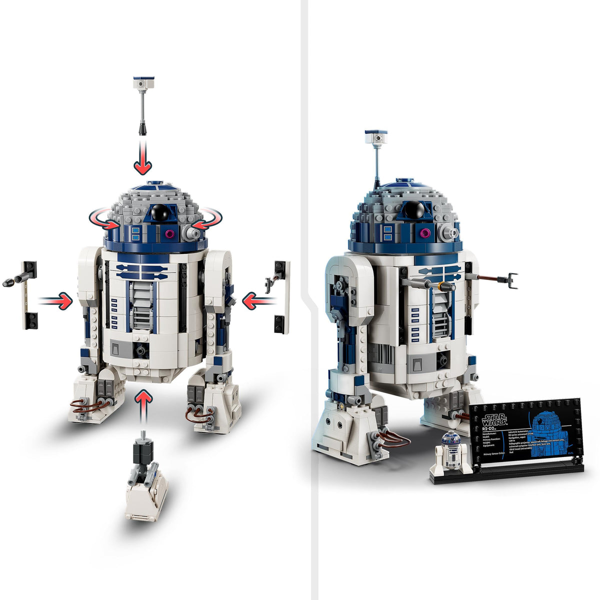 LEGO Star Wars 75379 R2-D2 Jucărie – Figură de expus cu cap rotativ, periscop și unelte, inclusiv figura minifigură Darth Malak – Cadou pentru băieți de la 10 ani și adulți