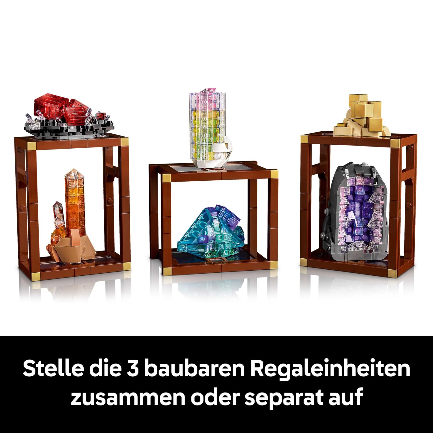 LEGO Ideas mineral collection - set for adults - model building with crystal elements including amethyst, fluorite & tangerine quartz and 3 stands - DIY home decoration gift idea - 21362