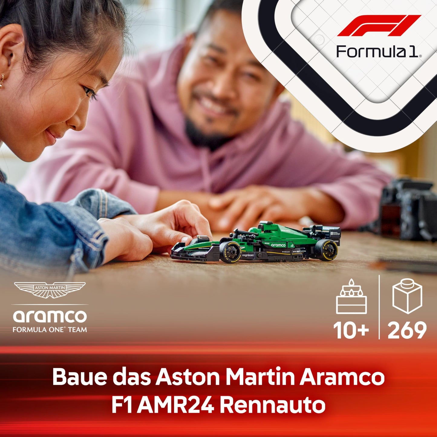 LEGO Speed Champions Aston Martin Aramco F1 AMR24 racing car - toy with Formula 1 minifigure to collect - buildable model car for boys and girls aged 10 and over and adult motorsport fans 77245