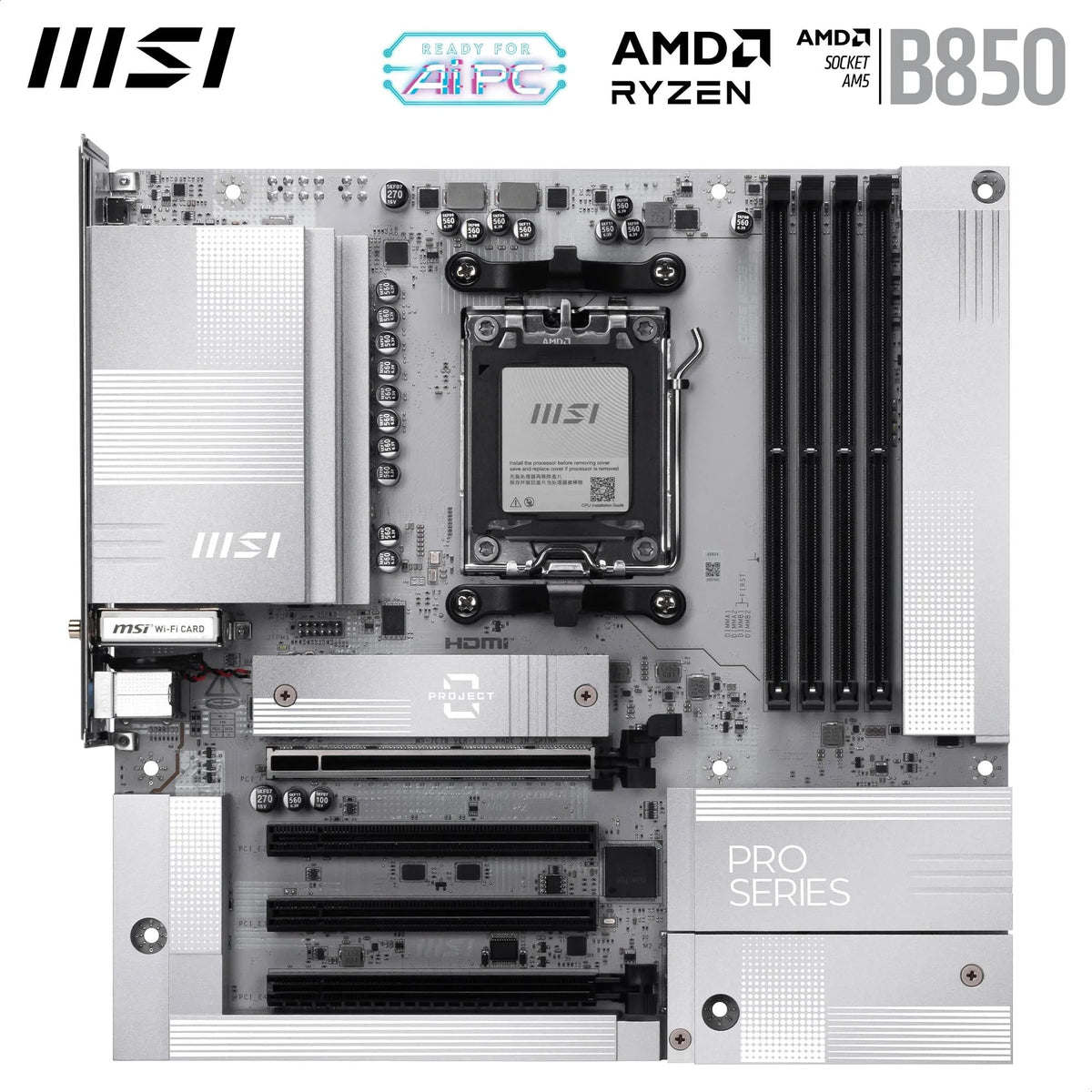 MSI PRO B850M-A WiFi PZ - AM5 Back-Connect mATX Mainboard - 7E78-001R