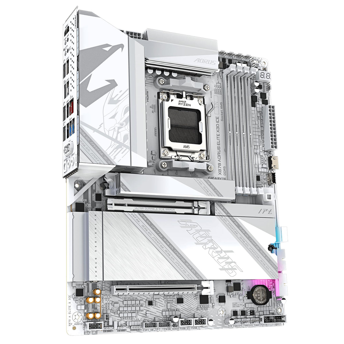 Placa de bază GIGABYTE X870 AORUS Elite X3D - Suportă procesoarele AMD Ryzen 9000, VRM digital cu 16+2+2 faze, până la 9000Hz DDR5 (OC), 2xPCIe 5.0 + 2xPCIe 4.0, Wi-Fi 7, LAN 2.5GbE, USB 4