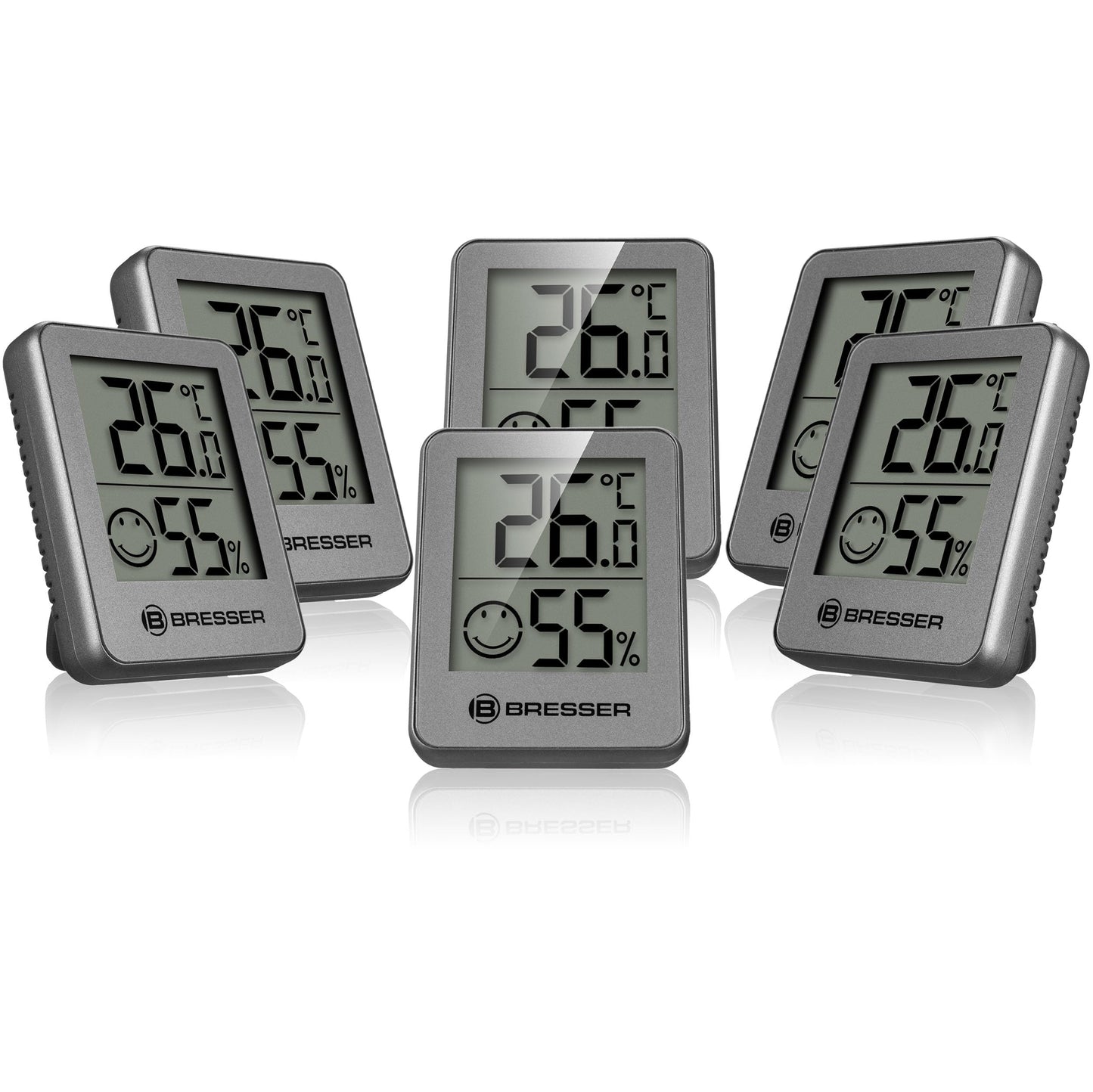 Bresser set of 6 thermometer hygrometers - digital room thermometer for checking indoor humidity - 7000015MGU000