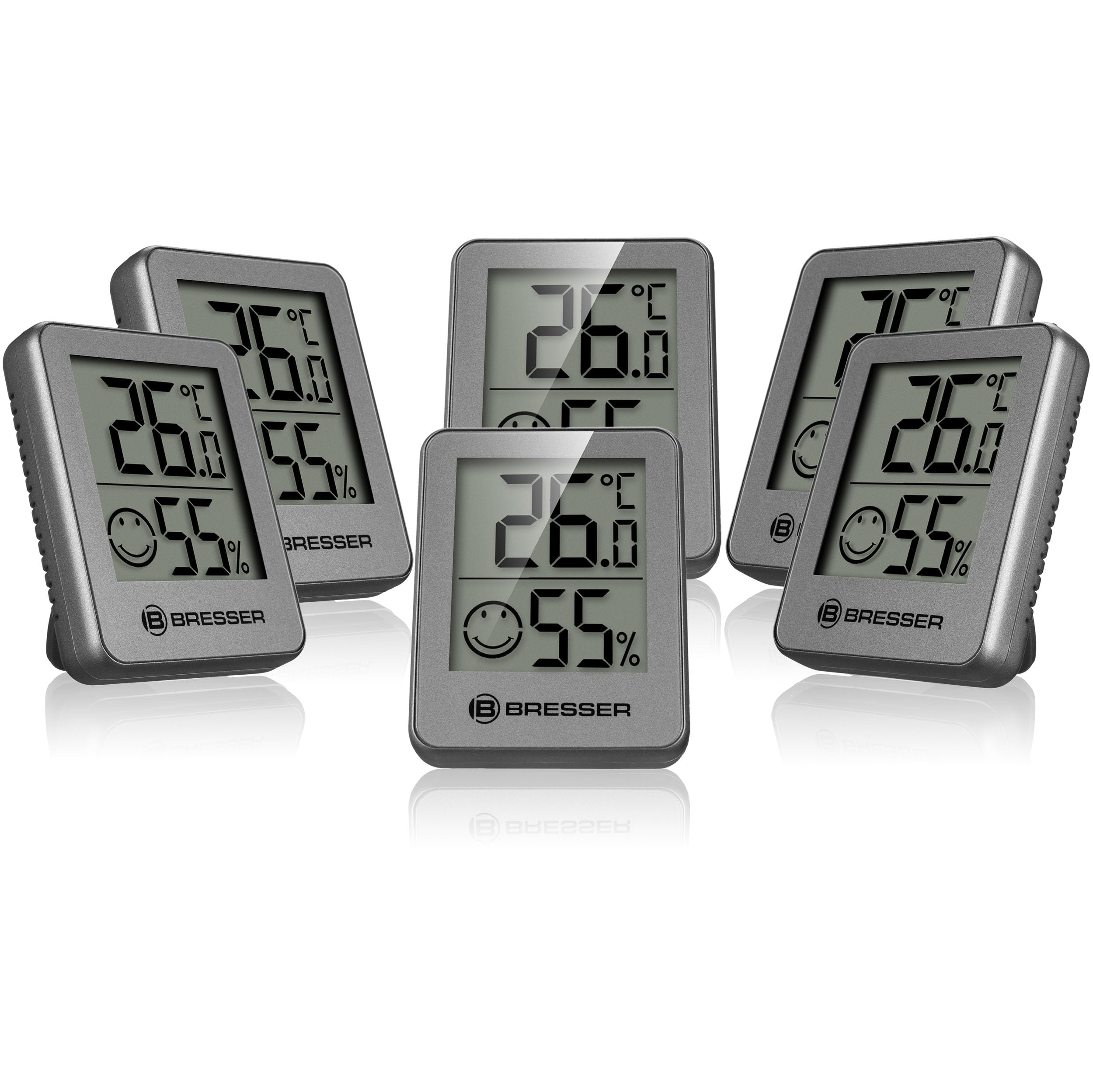 Bresser set of 6 thermometer hygrometers - digital room thermometer for checking indoor humidity - 7000015MGU000
