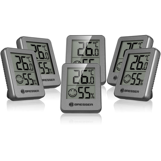 Bresser set of 6 thermometer hygrometers - digital room thermometer for checking indoor humidity - 7000015MGU000