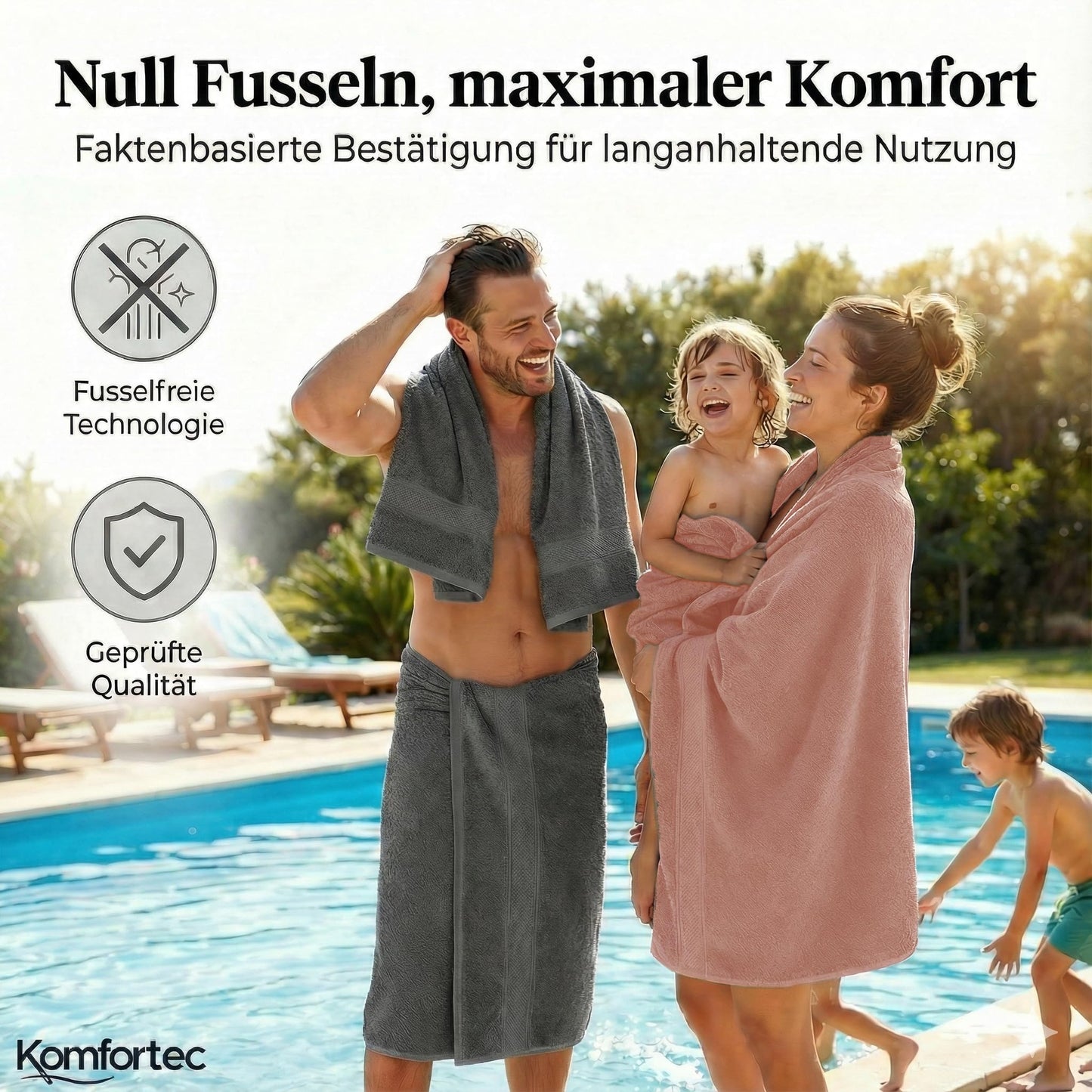 Komfortec set of 8 towels, 4 bath towels 70x140 cm & 4 hand towels 50x100 cm, 100% cotton terry cloth, fluffy and absorbent, anthracite gray/petal pink - 4er-50x100-und-4er-70x140-anthrazit-rosa