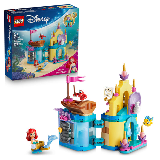 LEGO ǀ Disney Princess Ariel's Magic Mini Castle - Toy Castle from The Little Mermaid with a Micro Doll, Animal Figures Sebastian & Fabius - Gift for Girls from 5 Years - 43285