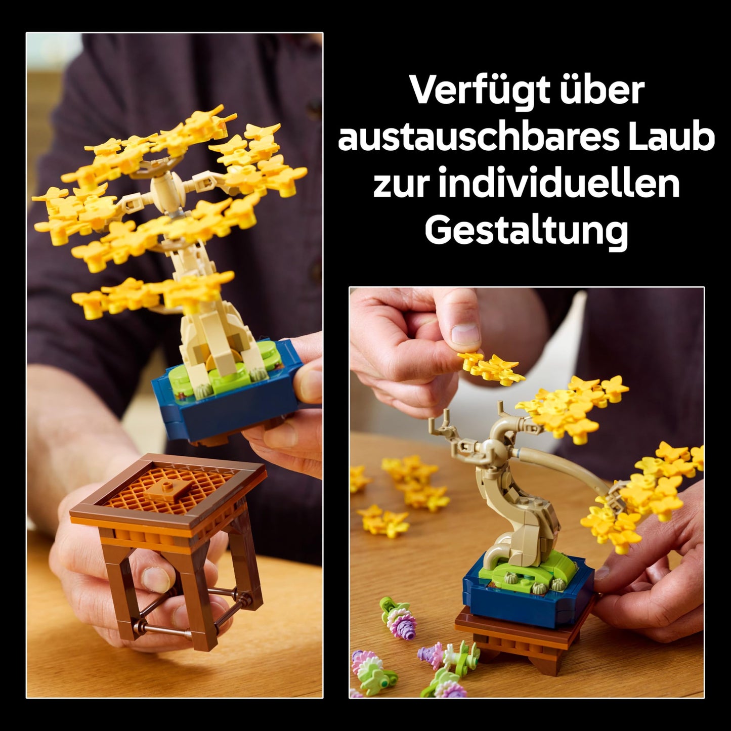LEGO Botanicals Mini Bonsais - Bonsai for building and displaying - Artificial flowers DIY decoration - Ginkgo, black pine & wisteria artificial plants - Gift for adults - 10373