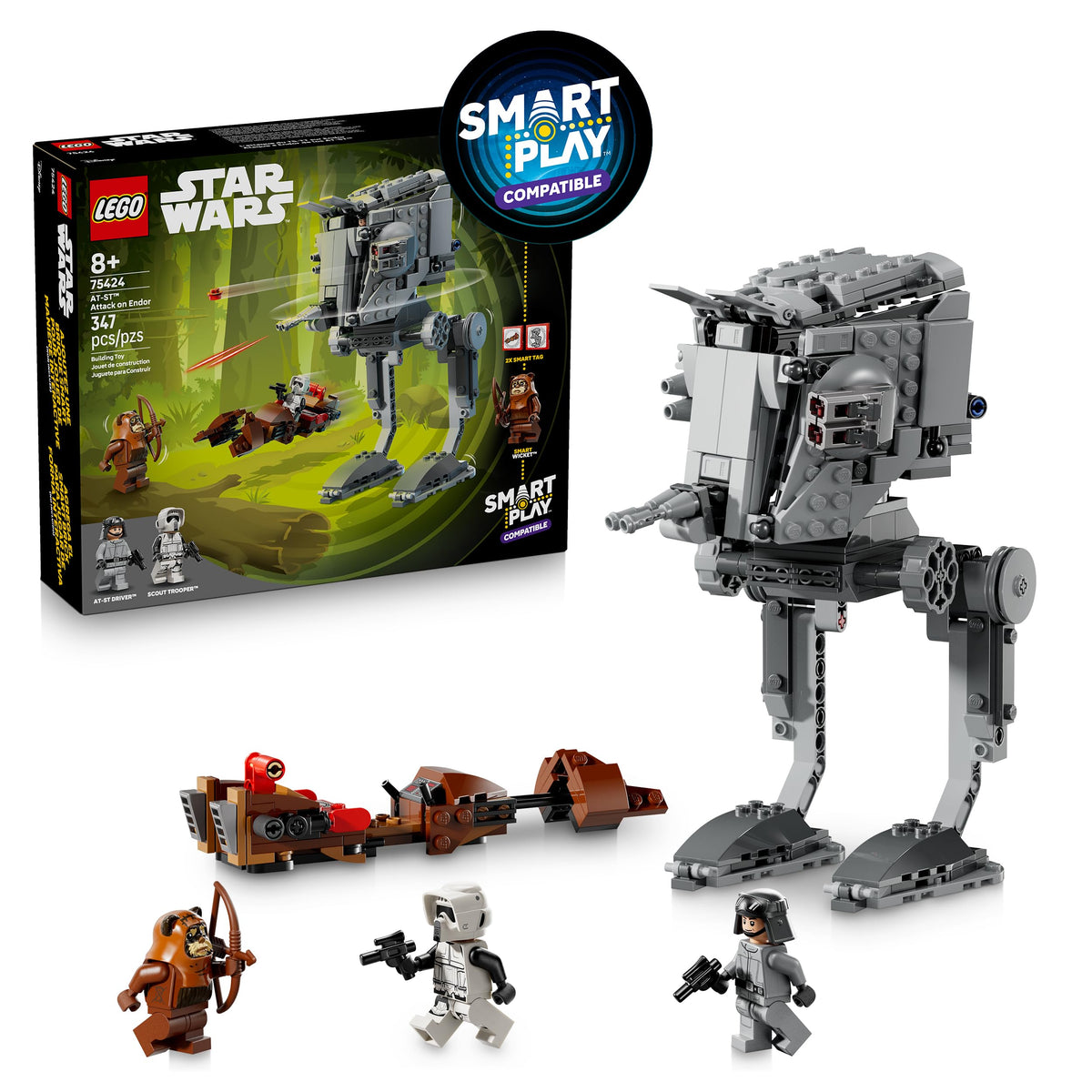 LEGO Star Wars SMART Play Bundle: Throne Room Duel & A-Wing All-In-One Set 75427 & AT-ST Attack on Endor Compatible Set 75424 - Interactive Toys - Gifts for 9+ Year Old Boys & Girls - 75423