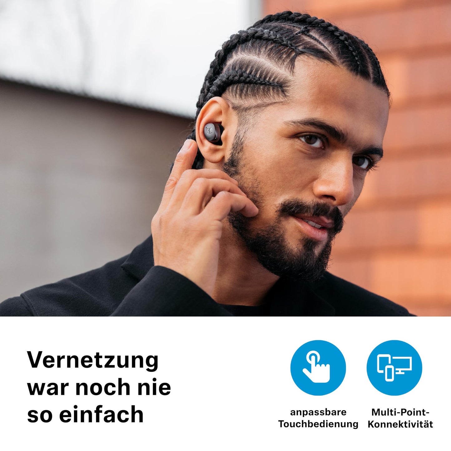 Sennheiser MOMENTUM True Wireless 4, wireless Bluetooth headphones, Bluetooth 5.4, noise canceling, comfortable design, 30 hours of battery life, adaptive ANC, Auracast, white silver - 700366