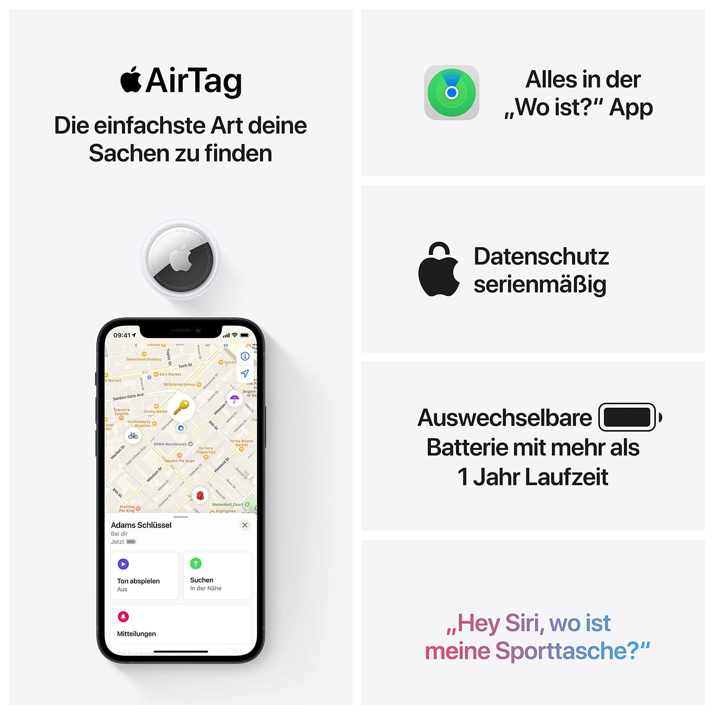 Apple AirTag (1st Generation) Pack of 4 - Find and keep track of your things: keys, wallets, luggage, backpacks and more. Easy to set up with iPhone or iPad. Replaceable battery - MX542ZM/A