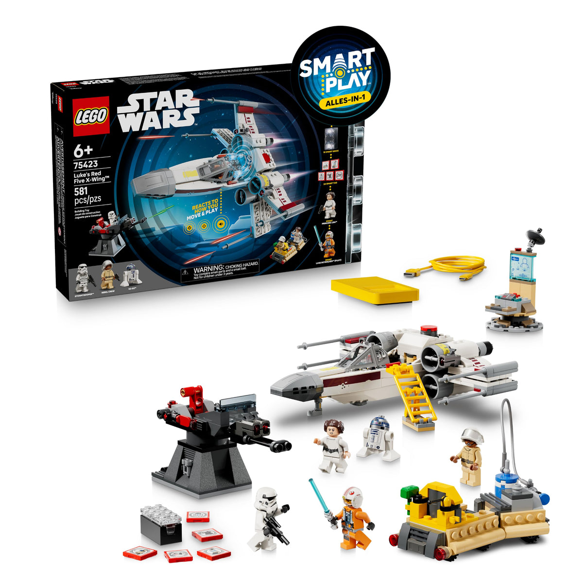 LEGO Star Wars SMART Play Bundle: Setul All-In-One Luke’s Red Five X-Wing 75423 & Setul Compatibil Mos Eisley Cantina 75425 - Jucării Interactive - Cadouri pentru băieți și fete de 8 ani și peste - 75426