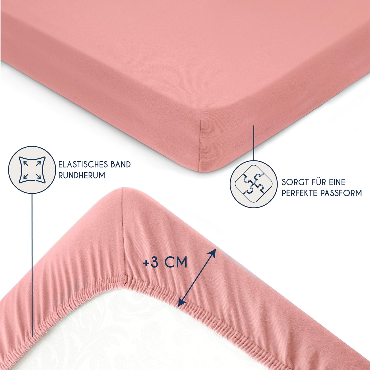 Dreamzie - fitted sheet 200x200cm - cotton Oeko Tex certified - pink - 100% jersey fitted sheet 200x200 - DHC_200x200_Pk_2