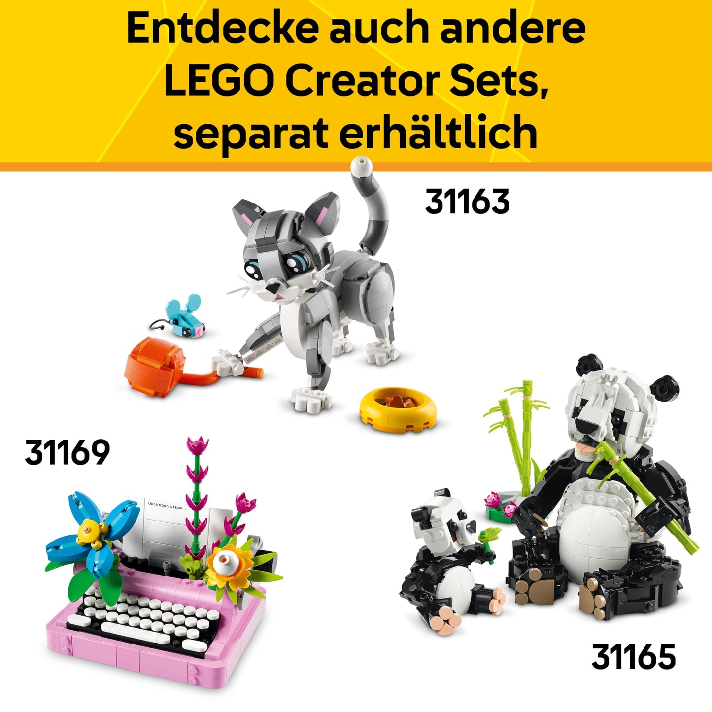 LEGO Creator 3in1 Wild Animals: Pink Flamingo - Convertible into Cockatoo Parrot Figure or Axolotl - Creative Birthday Gift for Girls & Boys from 8 Years - 31170
