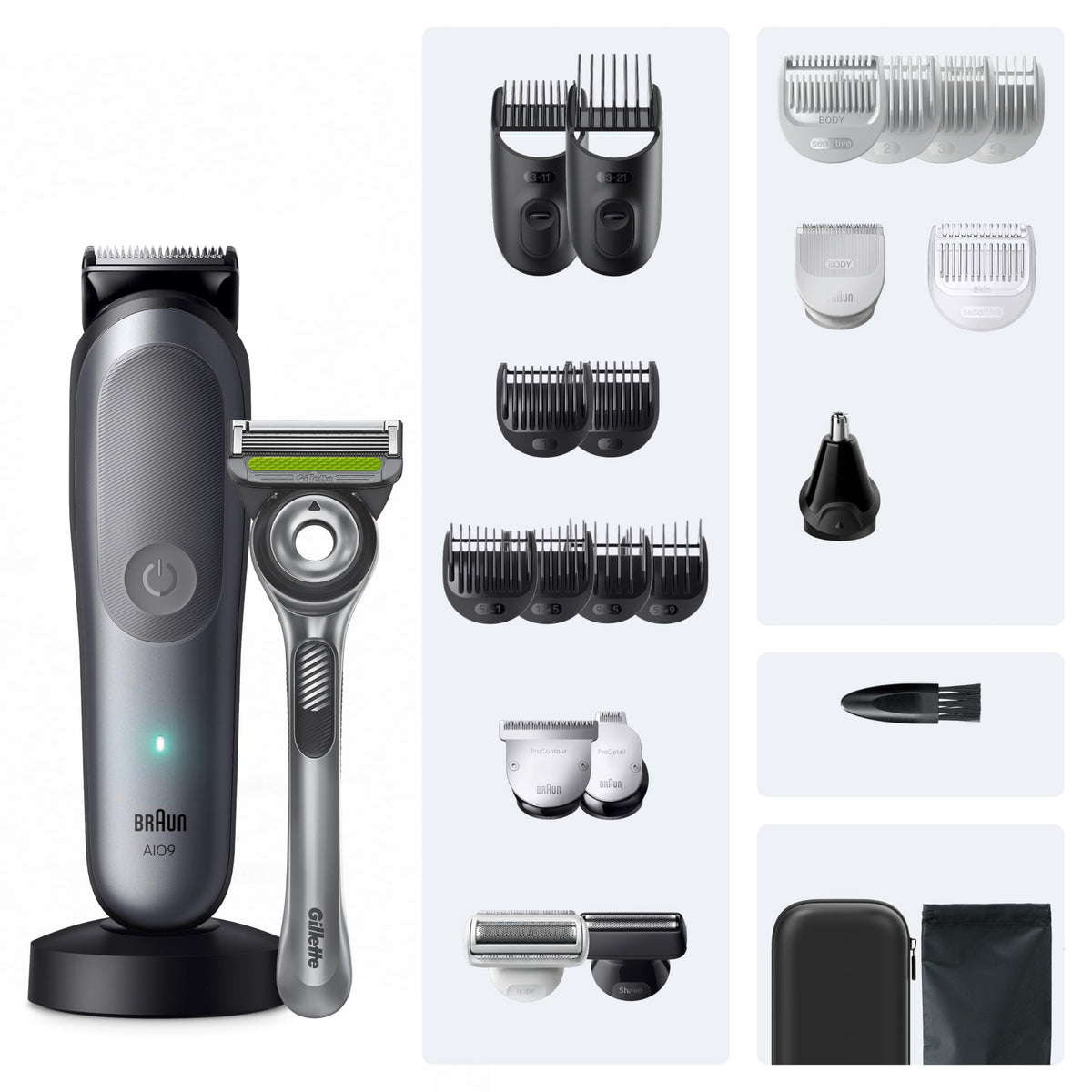 Braun Multigroom All-in-One Series 9, 25-in-1 Trimmer, AIO9565, Gray