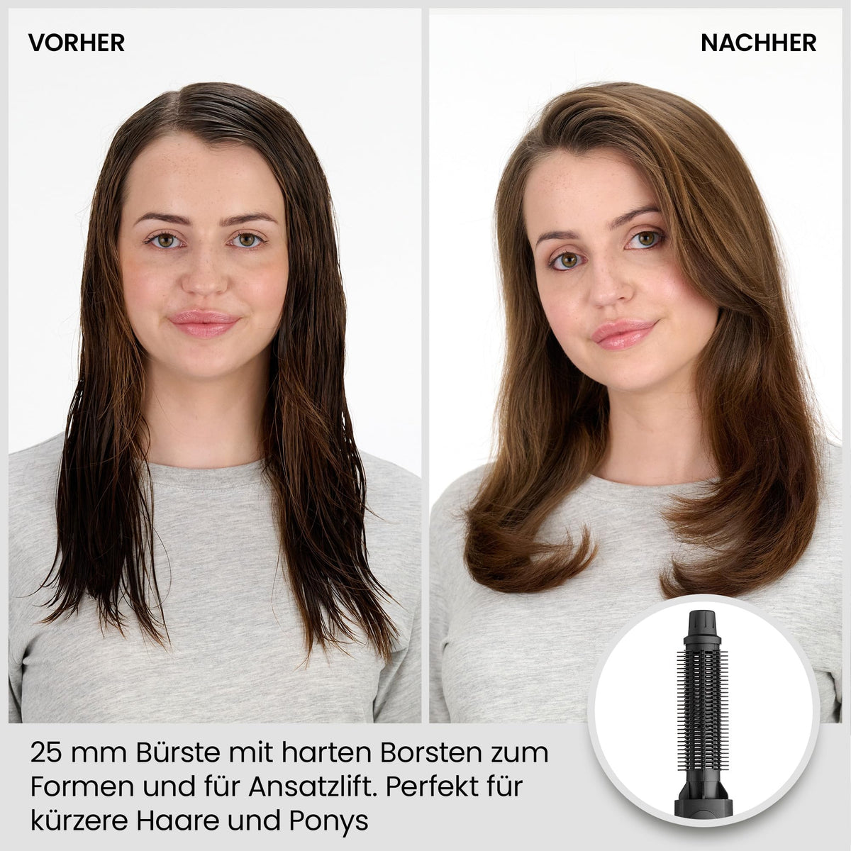 BaByliss Smooth Finish 1200 – 4-in-1 Hot Air Brush for Drying, Styling, Smoothing & Volume, Ion & Ceramic Technology, 4 Attachments, 1200W, Black/Pink, AS122E