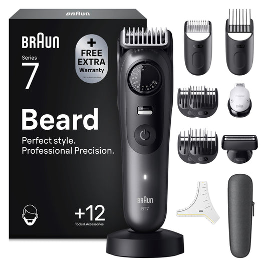 Braun Trimmer pentru Barbă Series 7, Tăietor de Barbă Fără Fir pentru Bărbați, BT7545, Gri